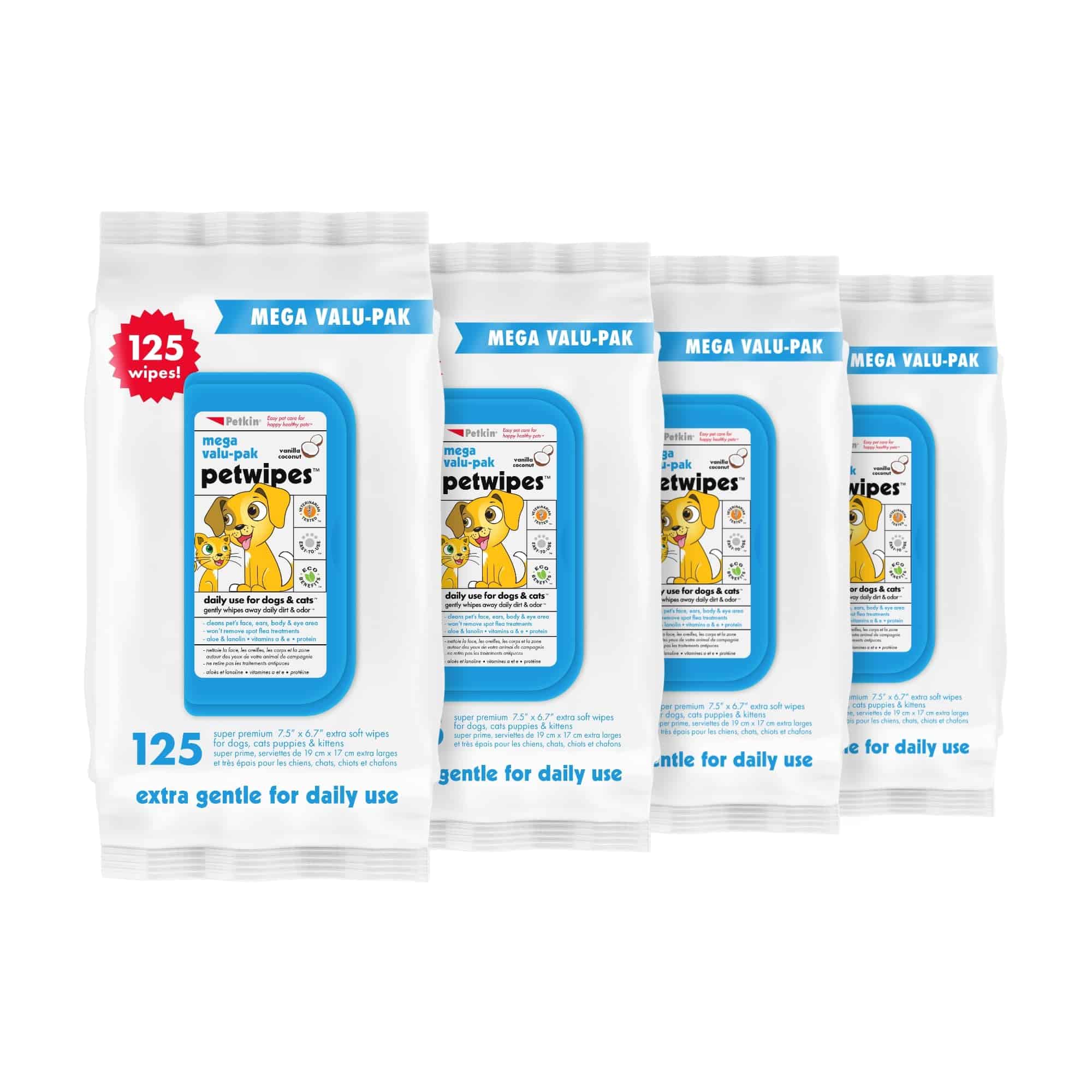 Paquete de Valor Mega de Toallitas para Mascotas Petkin,