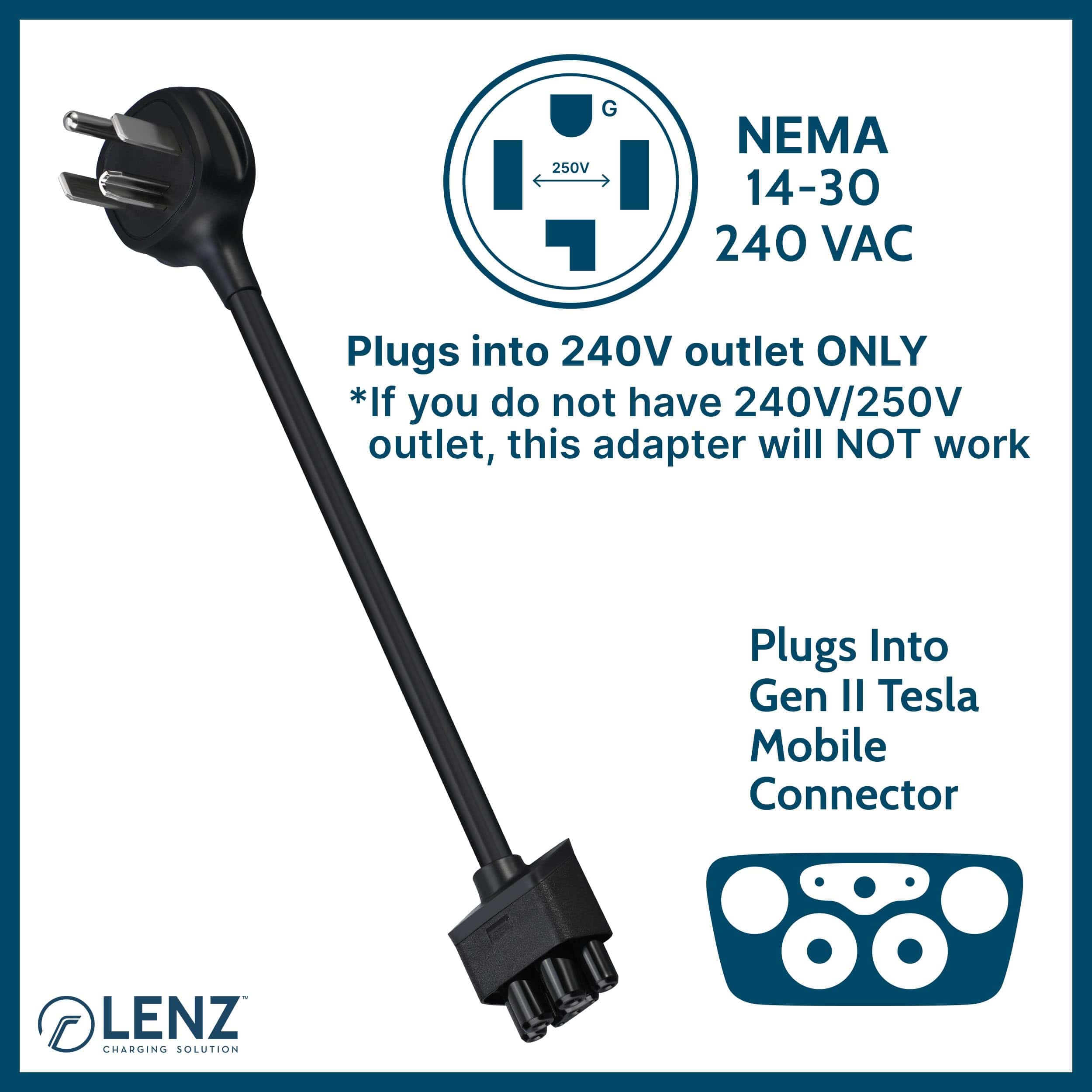 Adaptador LENZ NEMA 14-30 para Cargador Portátil Tesla Gen - Imagen 4