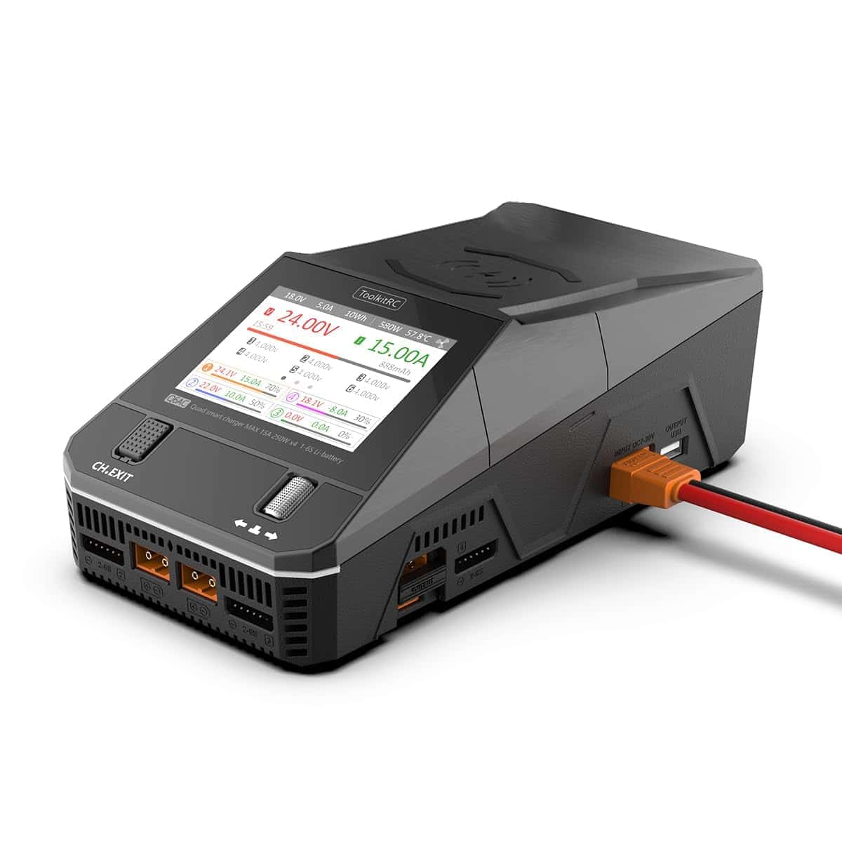 Cargador Inteligente ToolkitRC Q6AC Quad 250W/15A AC/DC 4