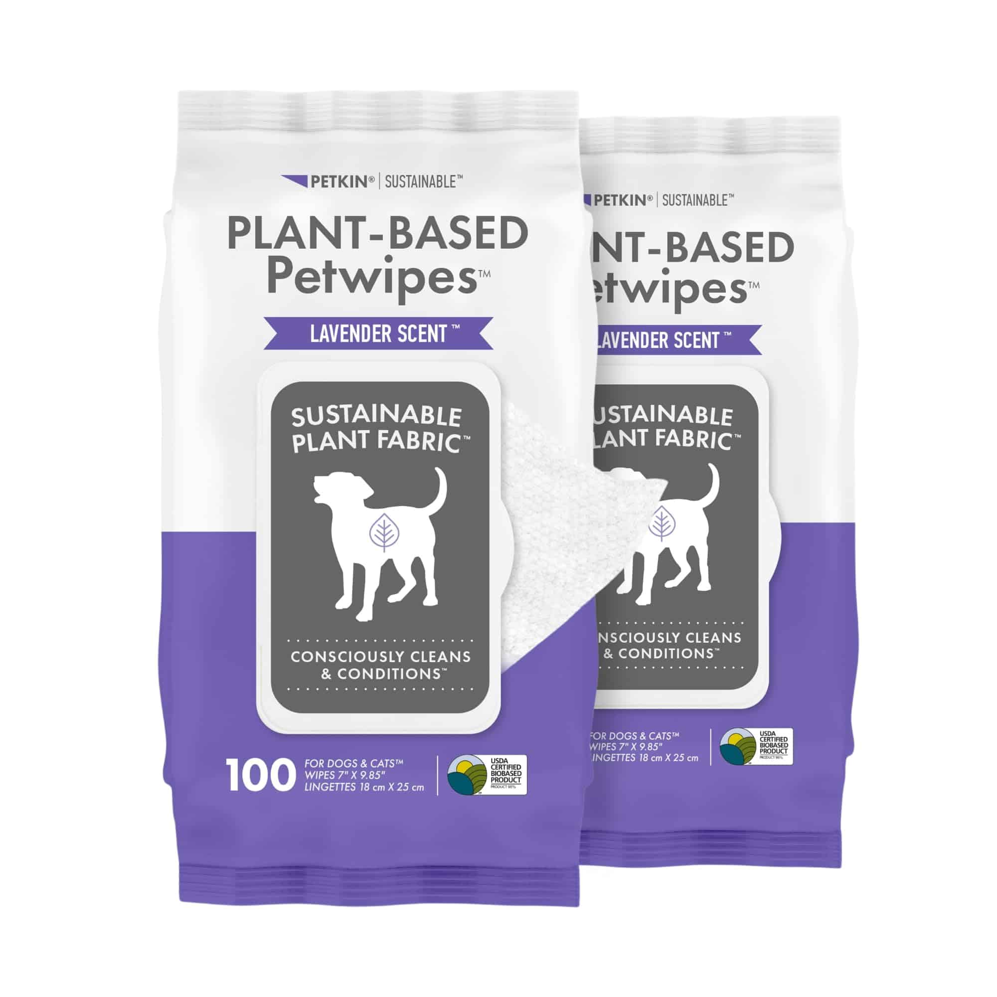Toallitas Petkin a Base de Plantas, 100 Toallitas, Pack de