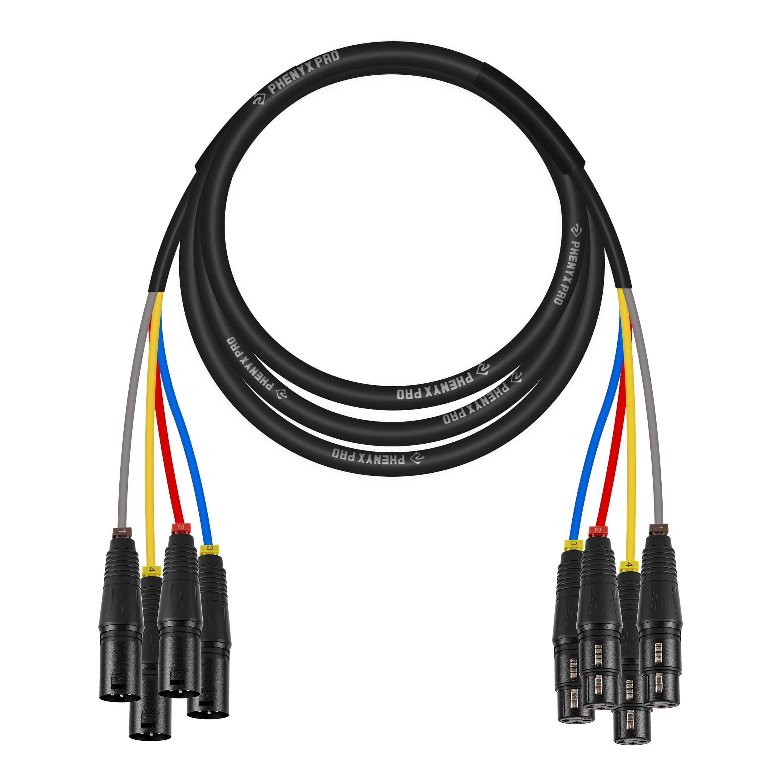 Cable XLR de 4 Canales Phenyx Pro, Cable Serpiente de 10