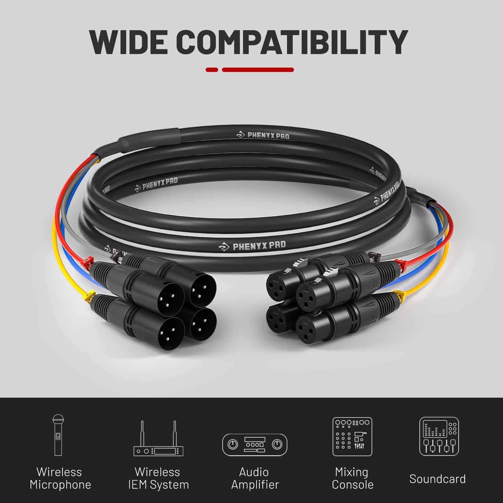 Cable XLR de 4 Canales Phenyx Pro, Cable Serpiente de 10 - Imagen 7