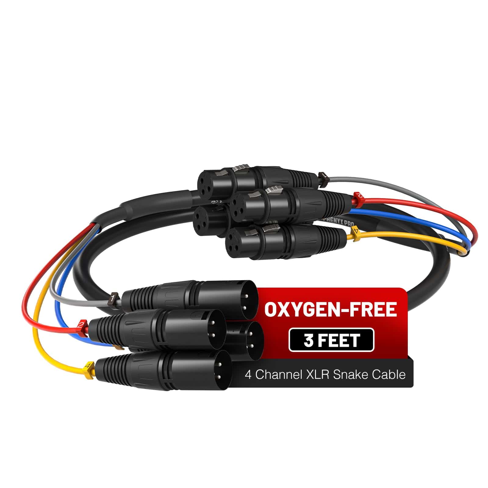 Cable XLR de 4 canales Phenyx Pro, Cable Serpiente XLR de 3