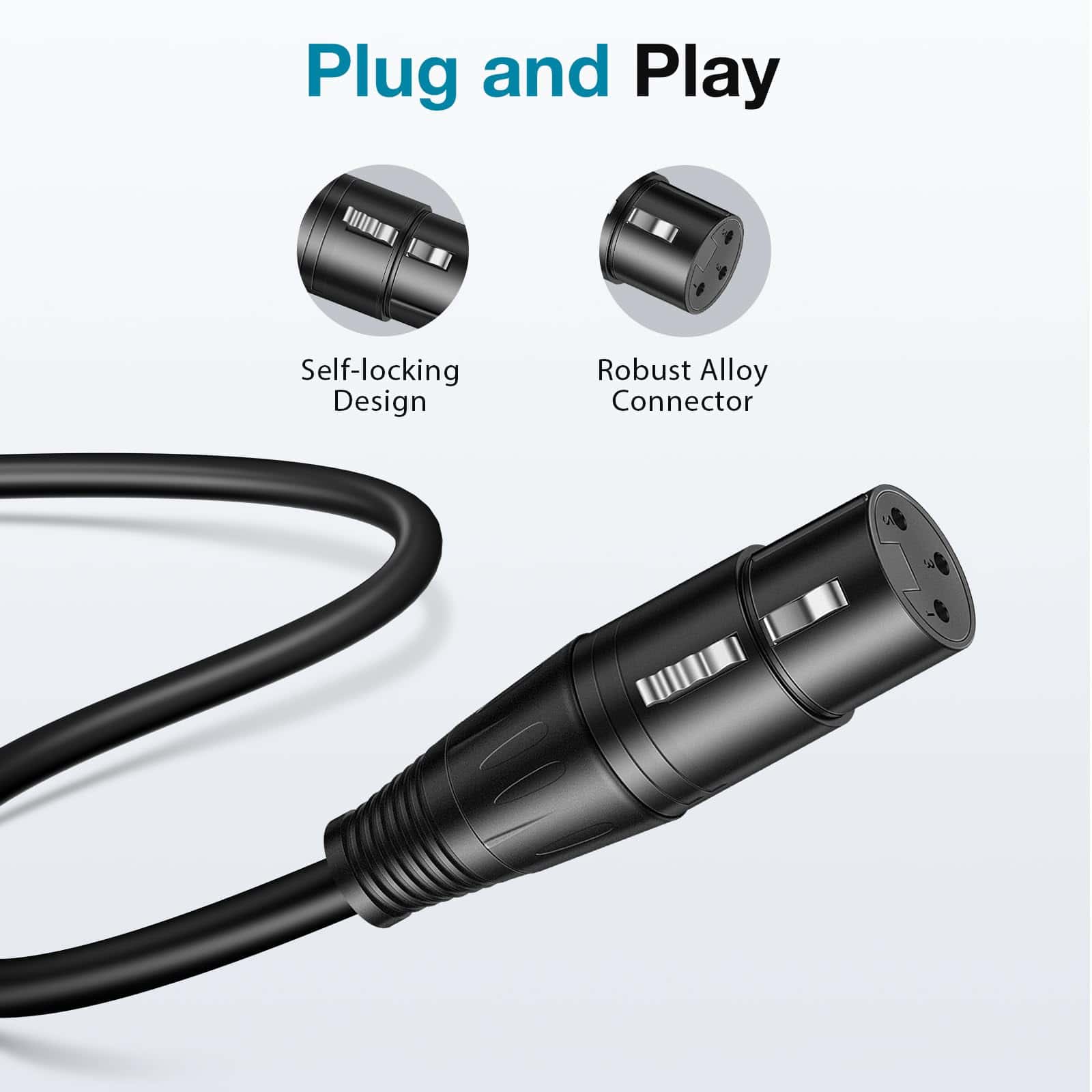 Cables de Micrófono XLR InnoGear, 15 Pies 2 Pack Copper-OF - Imagen 6