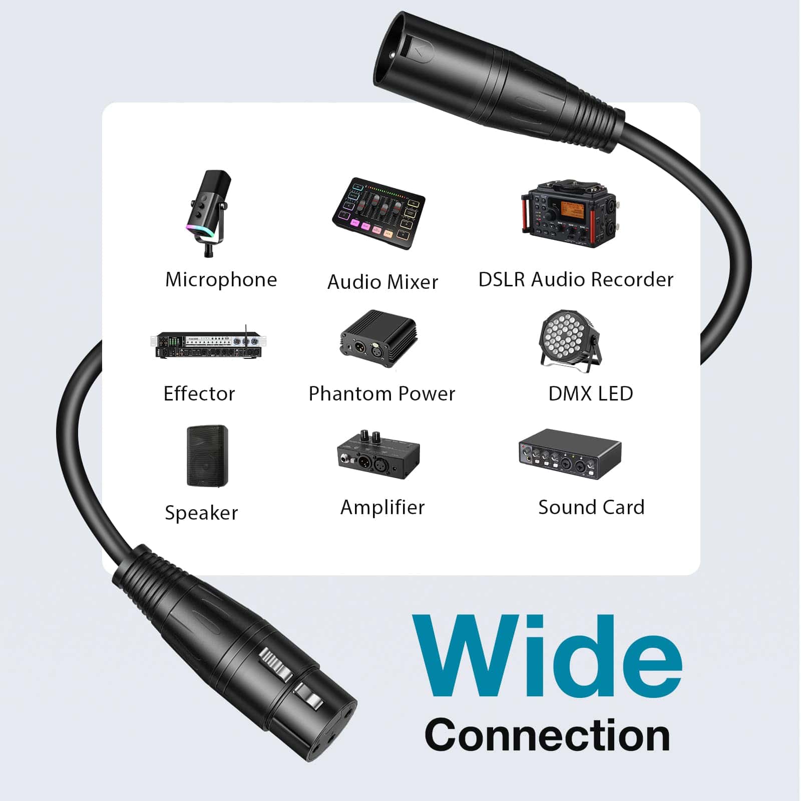 Cables de Micrófono XLR InnoGear, 15 Pies 2 Pack Copper-OF - Imagen 5