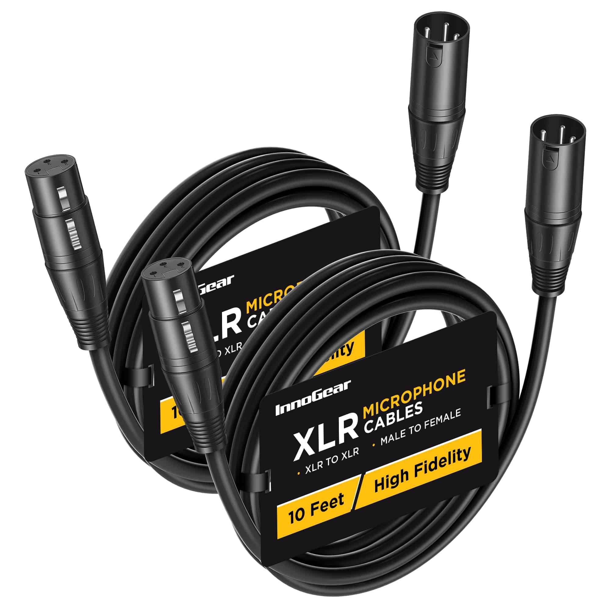 Cables de Micrófono XLR InnoGear, 10 Pies 2 Paquetes Cable