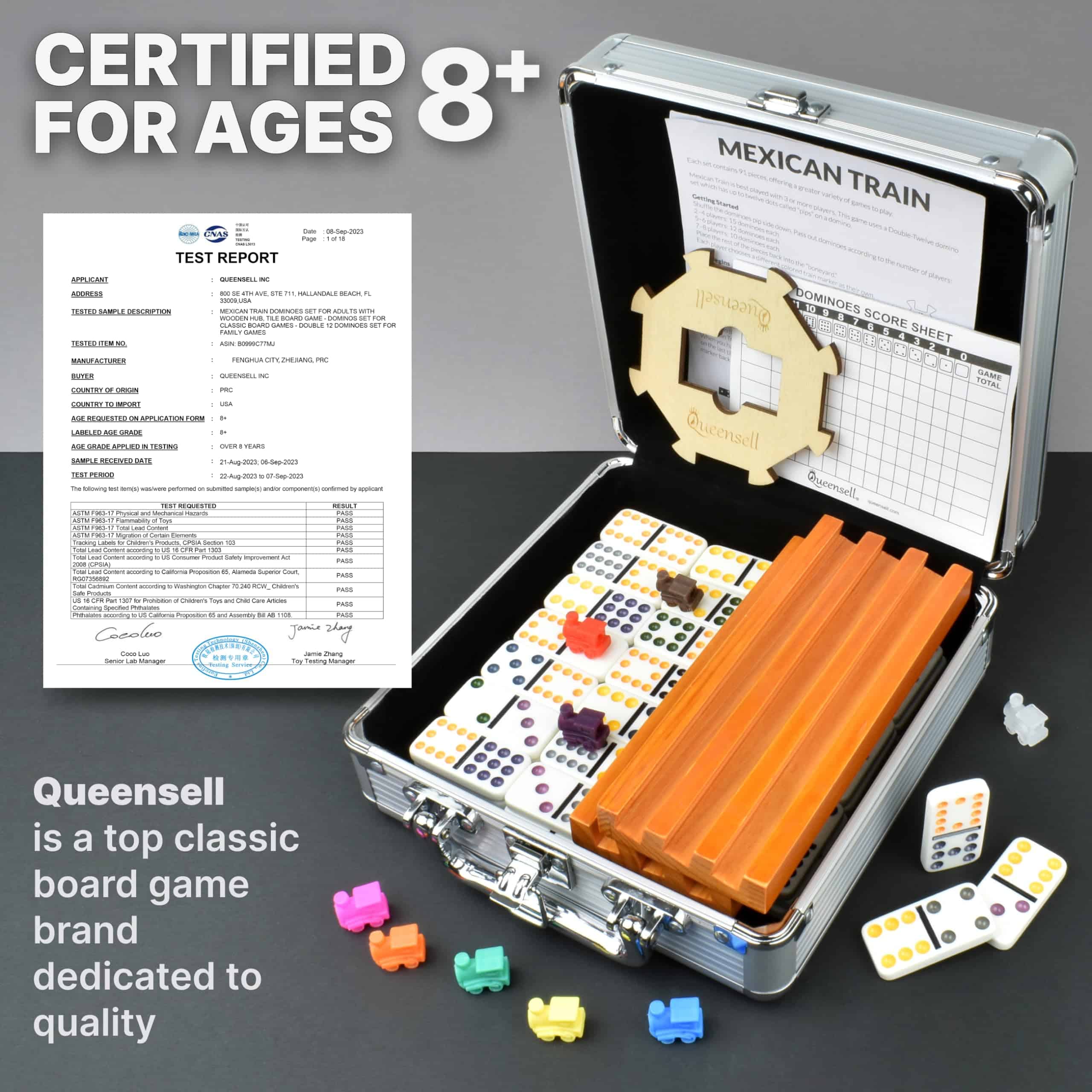 Set de Dominó Tren Mexicano con 4 Soportes - Dominó Doble - Imagen 5