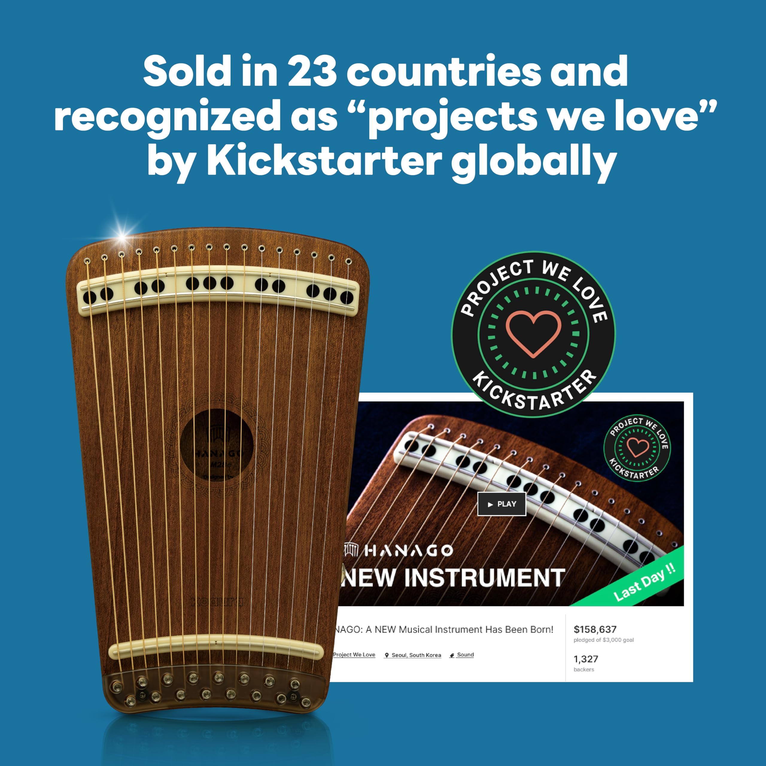 Arpa de Guitarra Hanago M28E [16 Cuerdas pero Reproducibles - Imagen 6