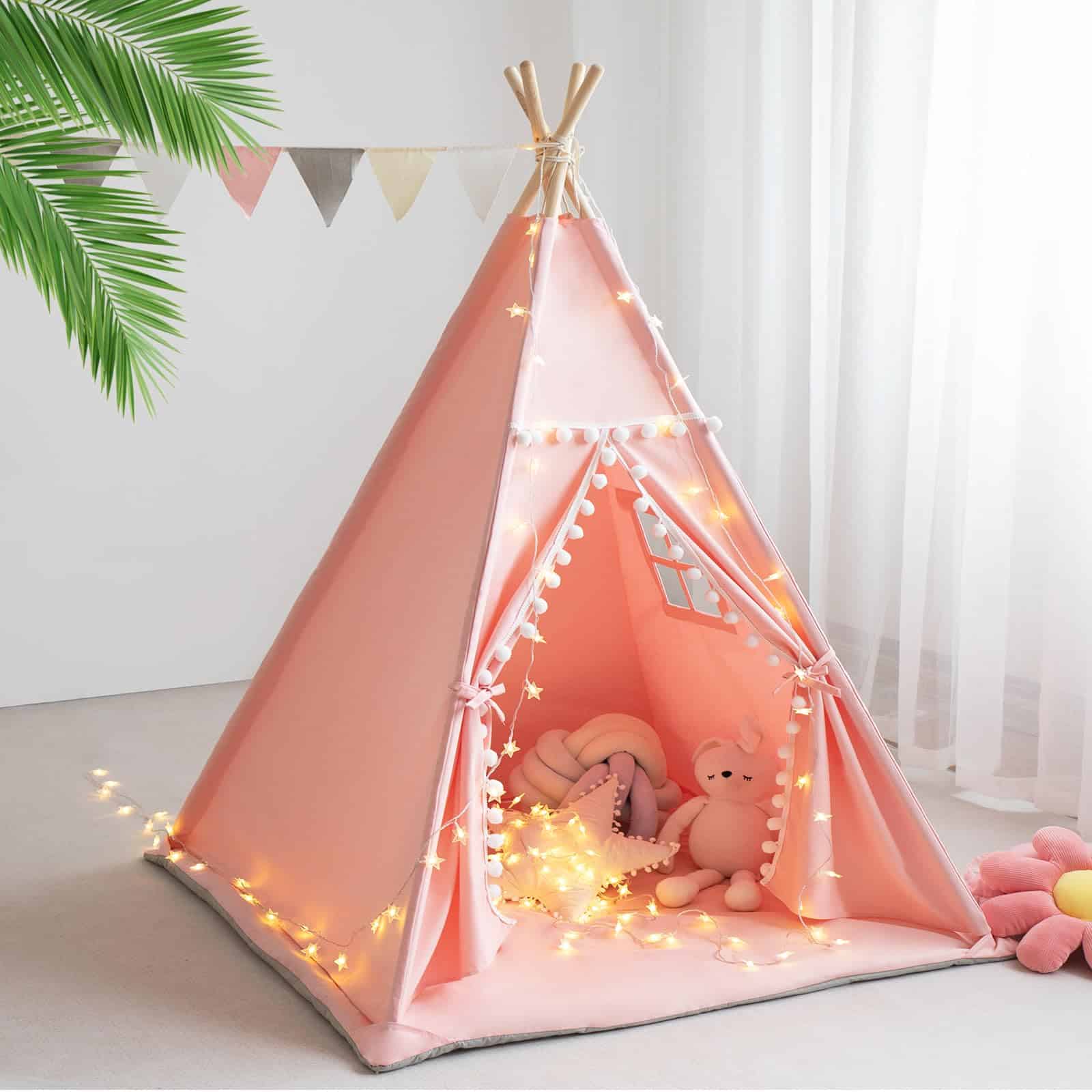 RONGFA Tienda de Campaña para Niños con Alfombra, Luces de