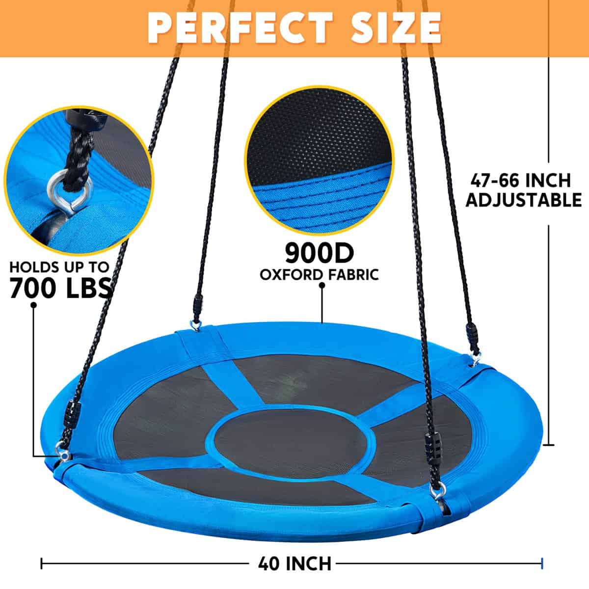 TURFEE 40" - Columpio de Árbol en Forma de Plato - - Imagen 3