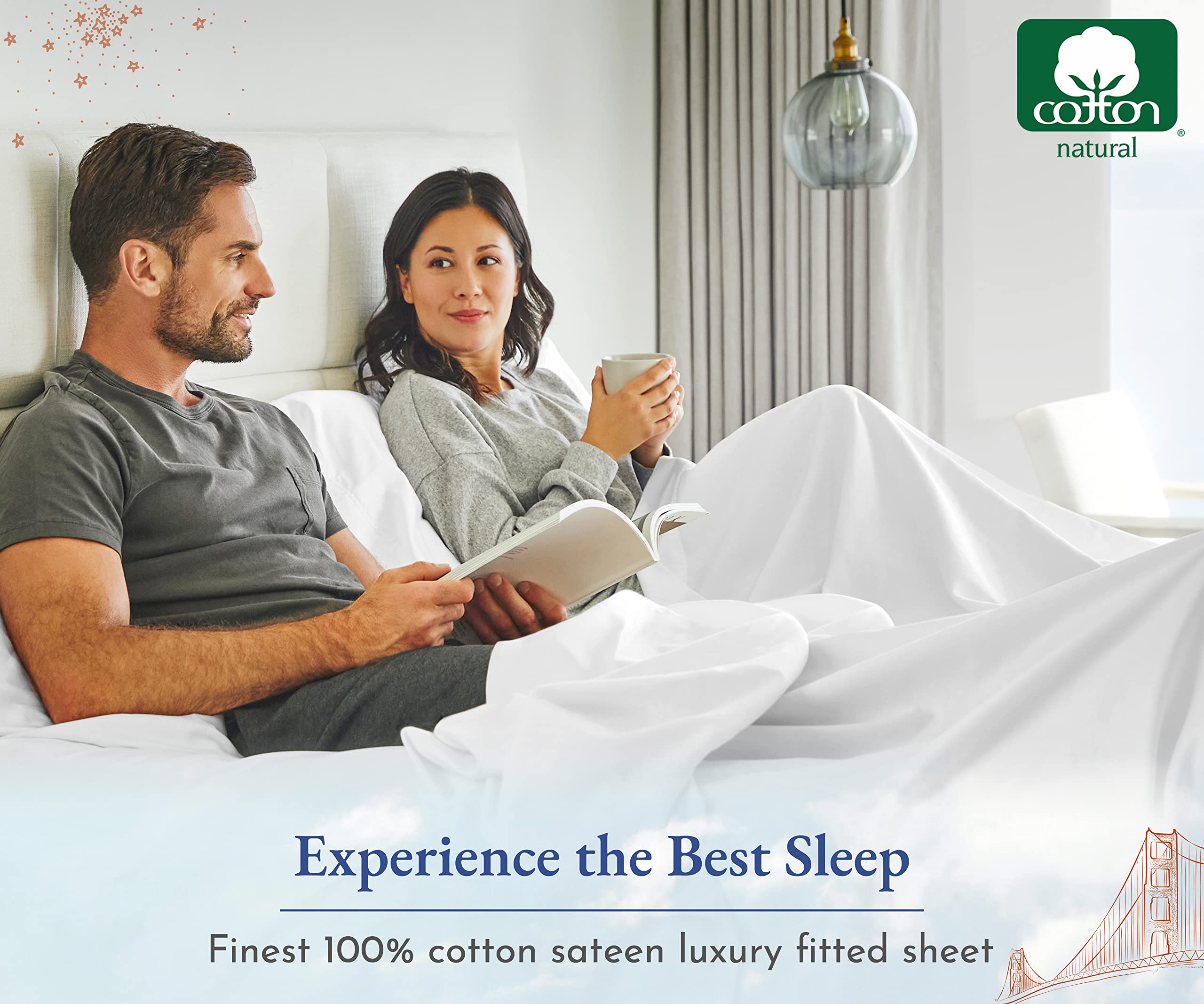 2-Pack Sábana Ajustada de Algodón Twin, 400 Hilos Sábana - Imagen 7