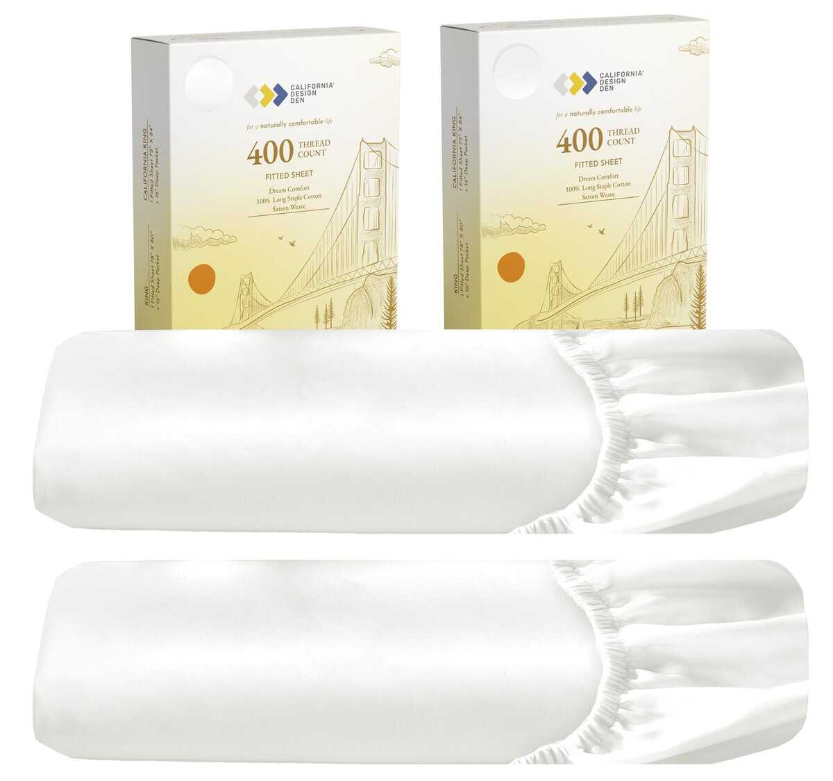 2-Pack Sábana Ajustada de Algodón Twin, 400 Hilos Sábana