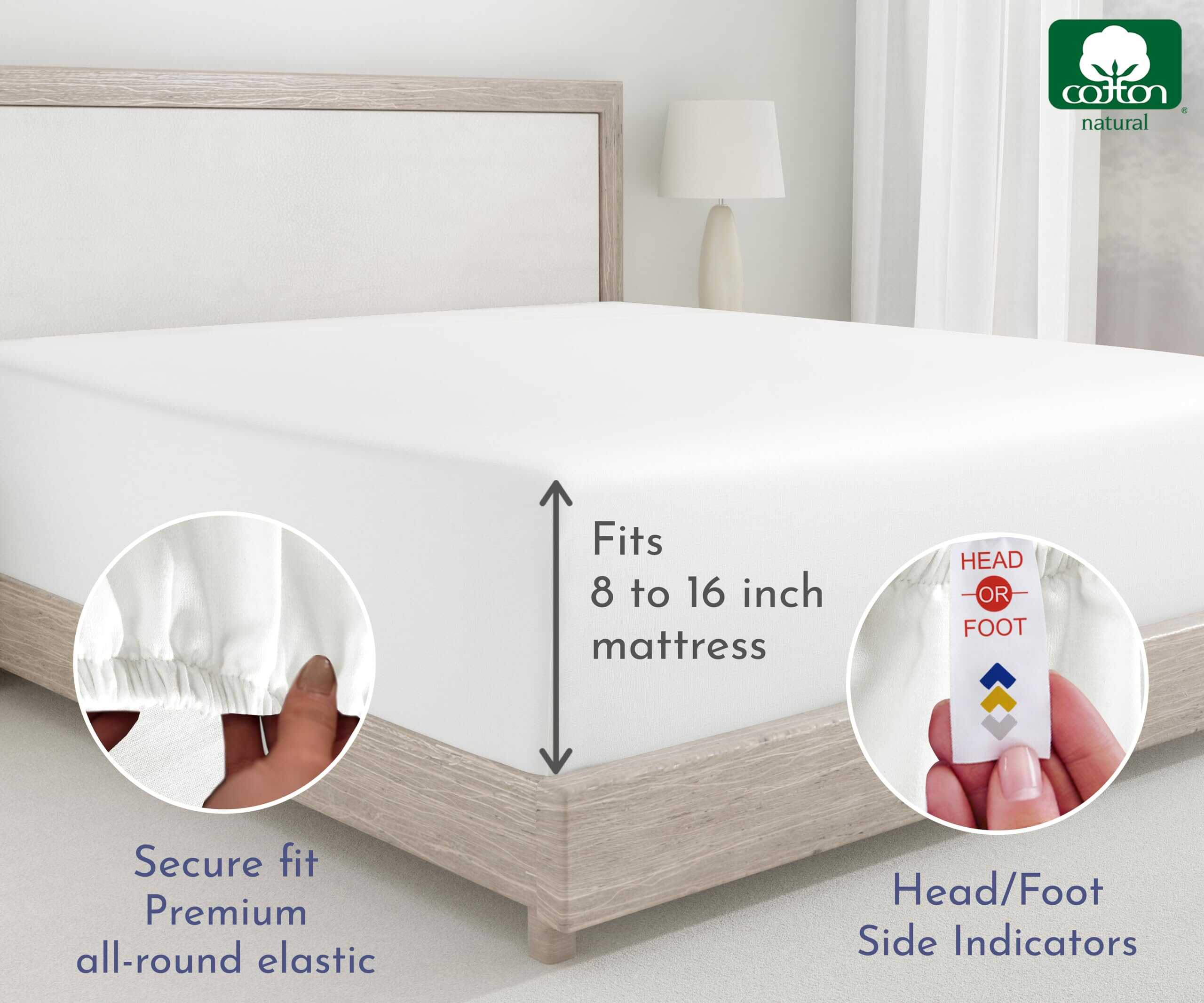 Juego de 2 Sábanas Ajustables para Cama Queen, 400 Hilos - Imagen 5