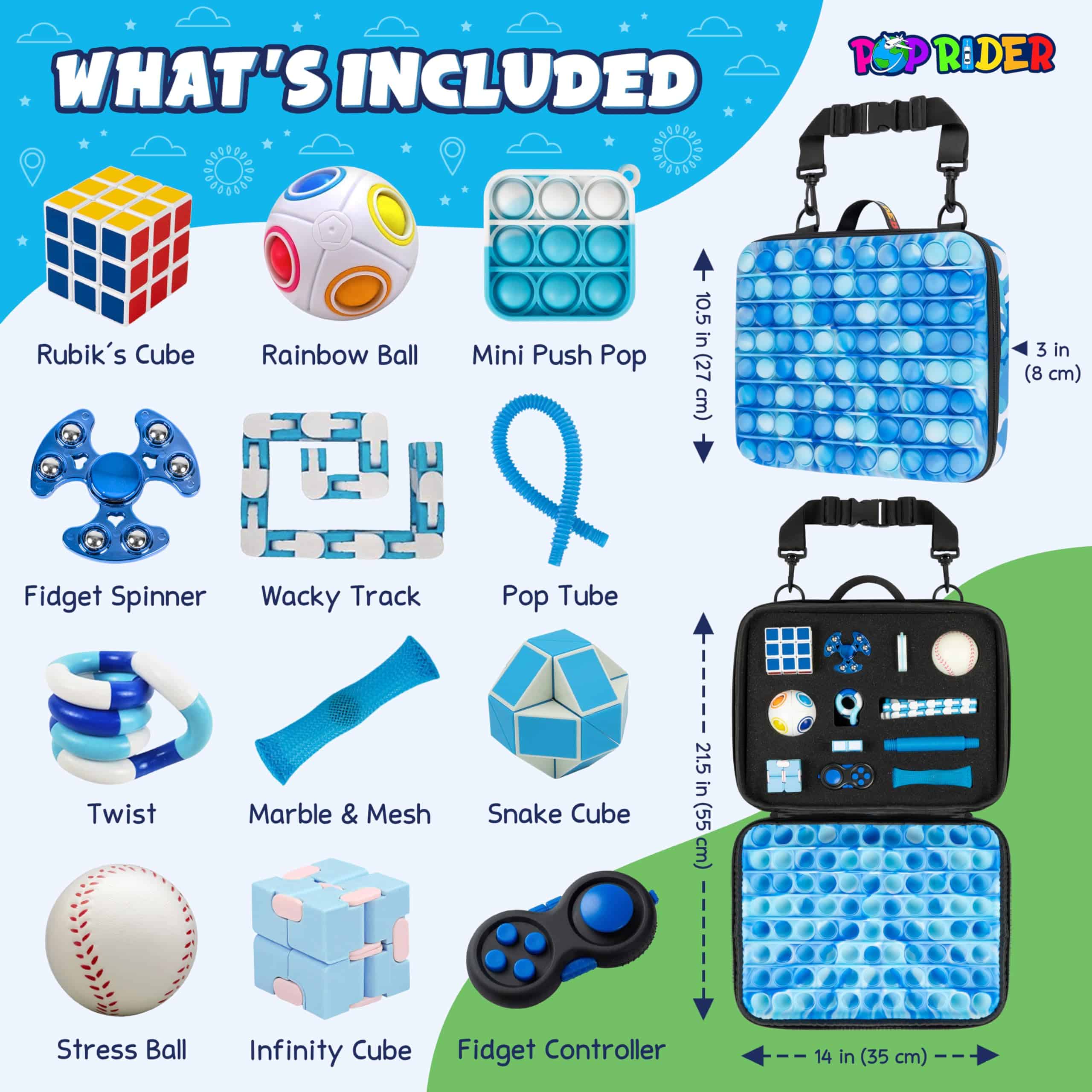 Set de Juguetes Fidget de Viaje POPRIDER con 12 Juguetes - Imagen 5