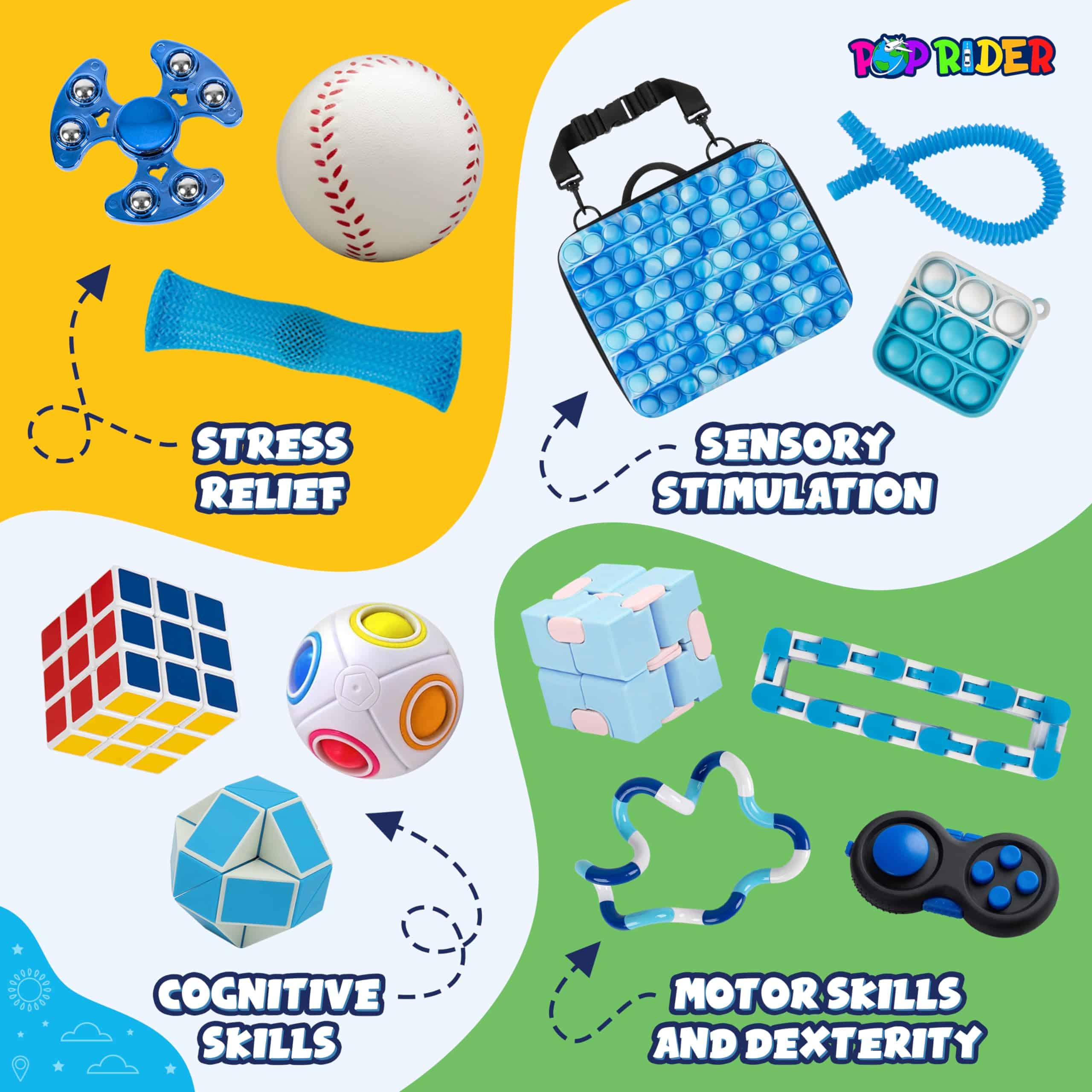 Set de Juguetes Fidget de Viaje POPRIDER con 12 Juguetes - Imagen 8