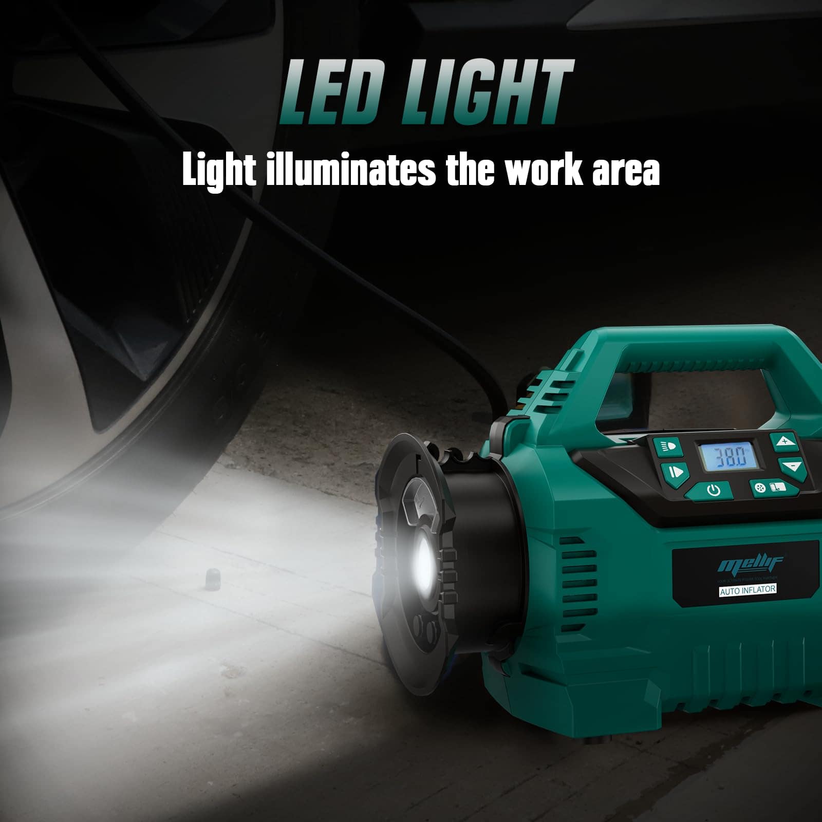 Inflador de neumáticos Mellif para batería Makita 18V (sin - Imagen 6