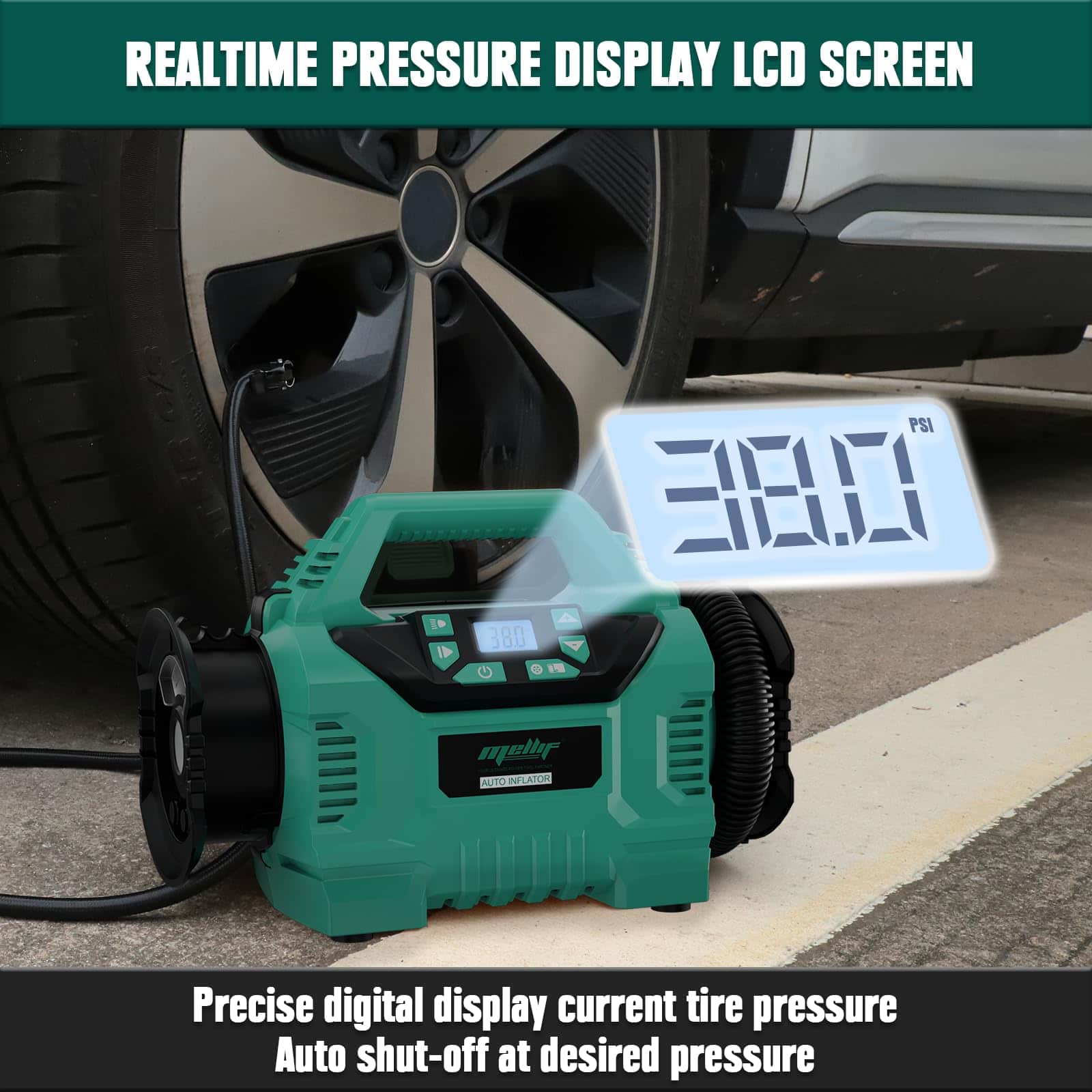 Inflador de neumáticos Mellif para batería Makita 18V (sin - Imagen 5