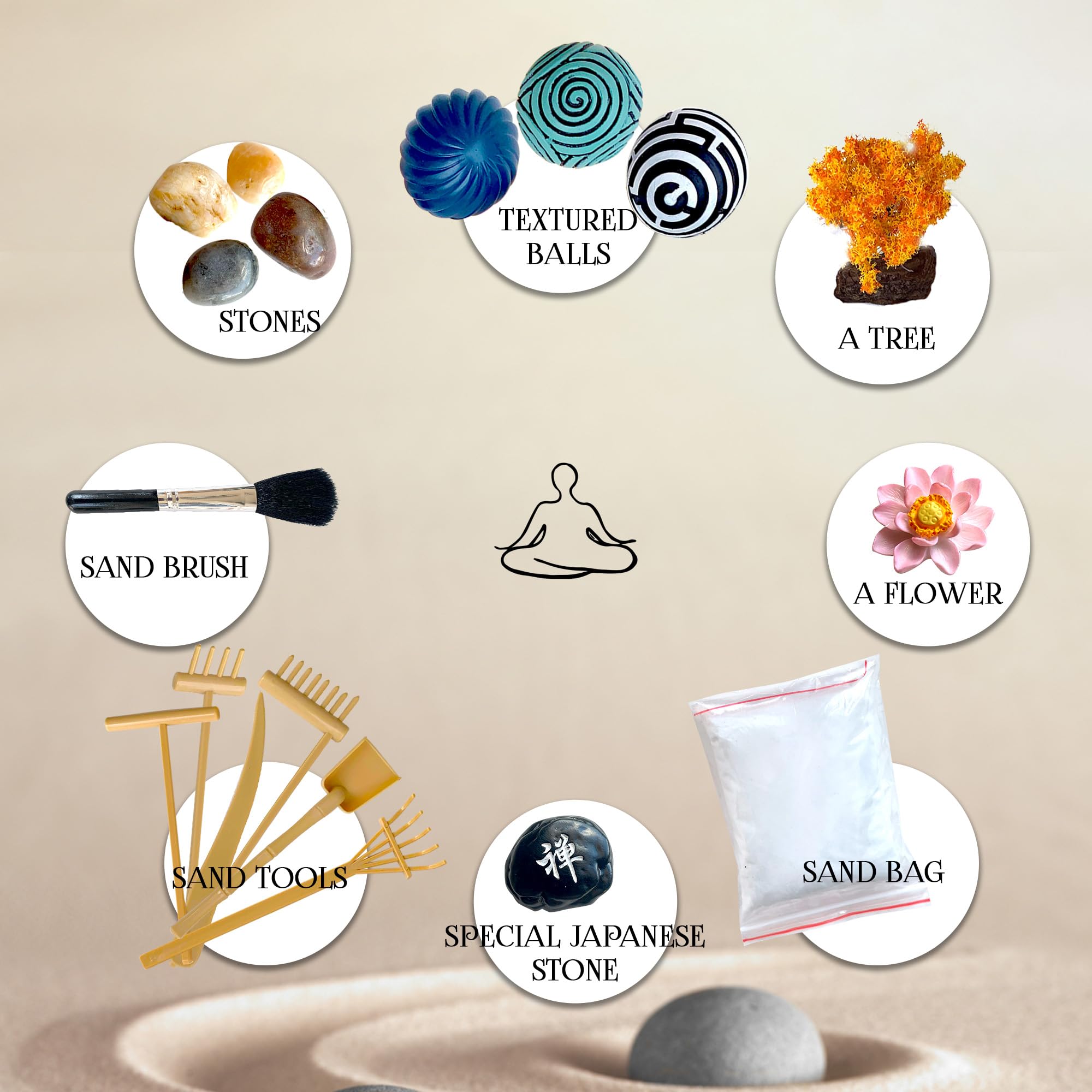 Jardín Zen para Escritorio, Kit de Terapia de Bandeja de - Imagen 4