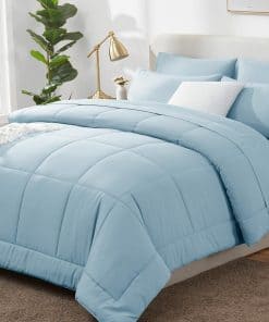 Juego de Edredón Azul Claro CozyLux Queen 7 Piezas Juego de