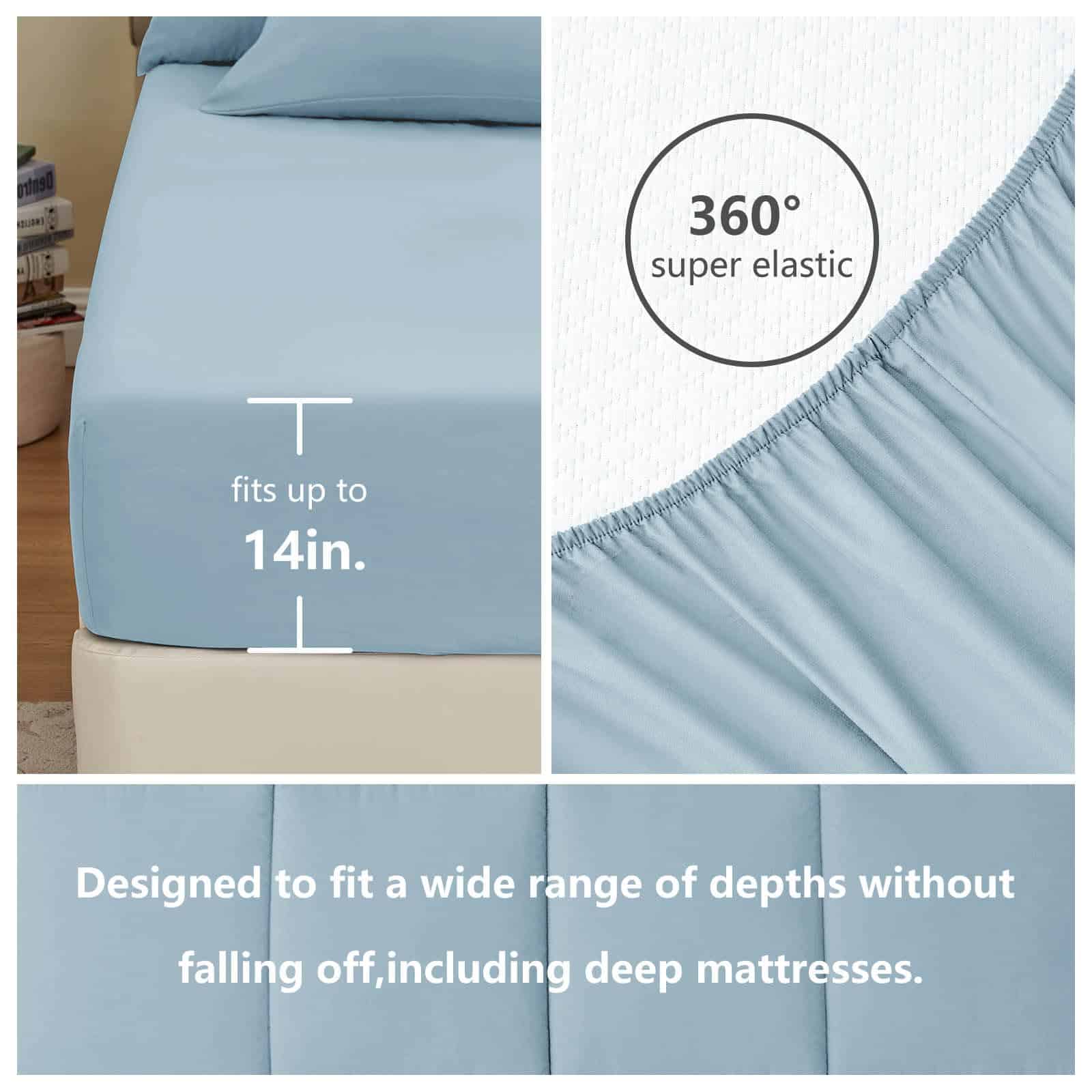 Juego de Edredón Azul Claro CozyLux Queen 7 Piezas Juego de - Imagen 6