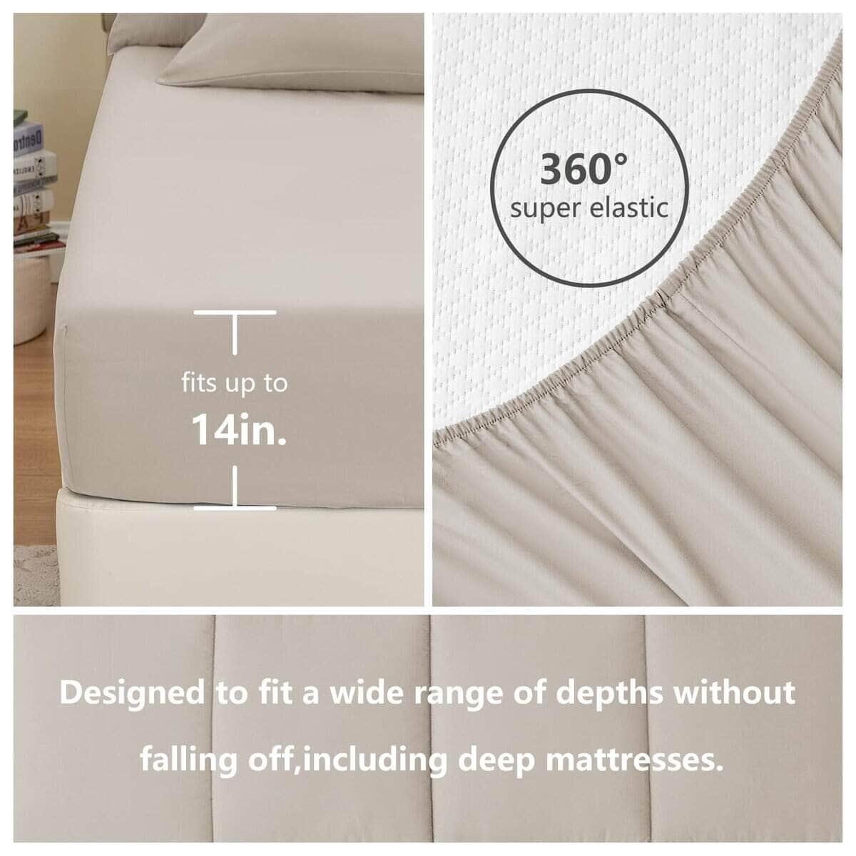 Juego de edredón CozyLux Beige completo de 7 piezas - Juego - Imagen 6