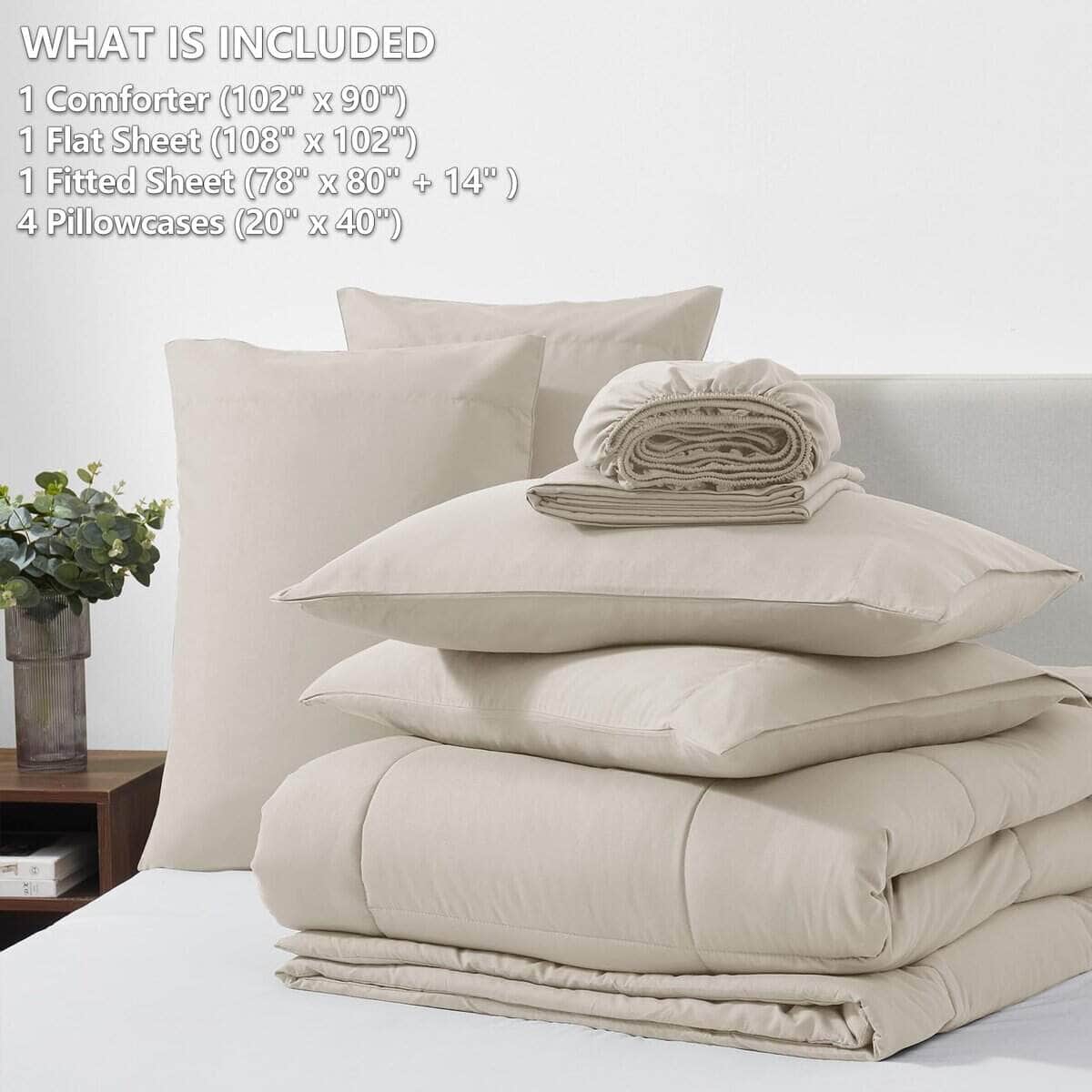Set de edredón CozyLux beige King de 7 piezas conjunto de - Imagen 7