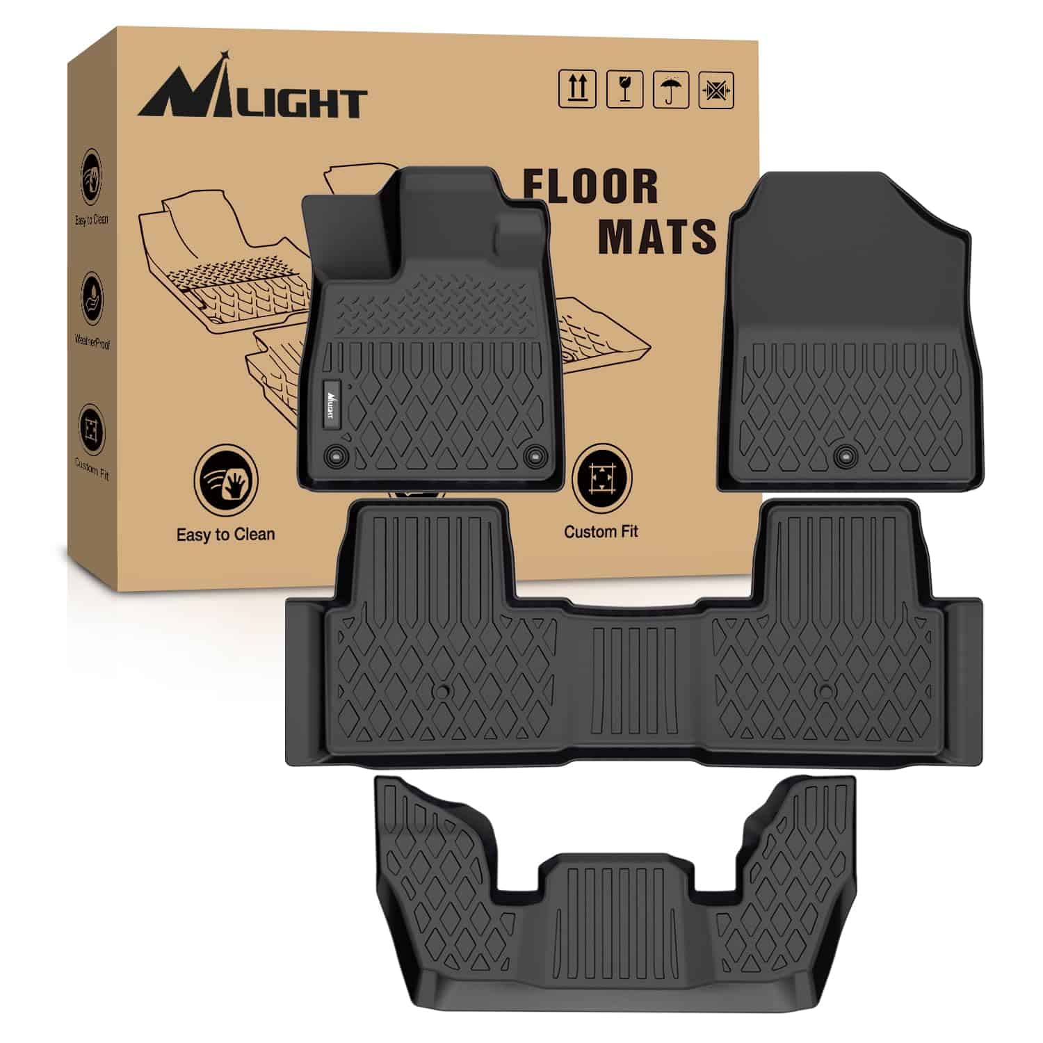 Tapetes de piso Nilight para Honda Pilot 2023 2024, Ajuste