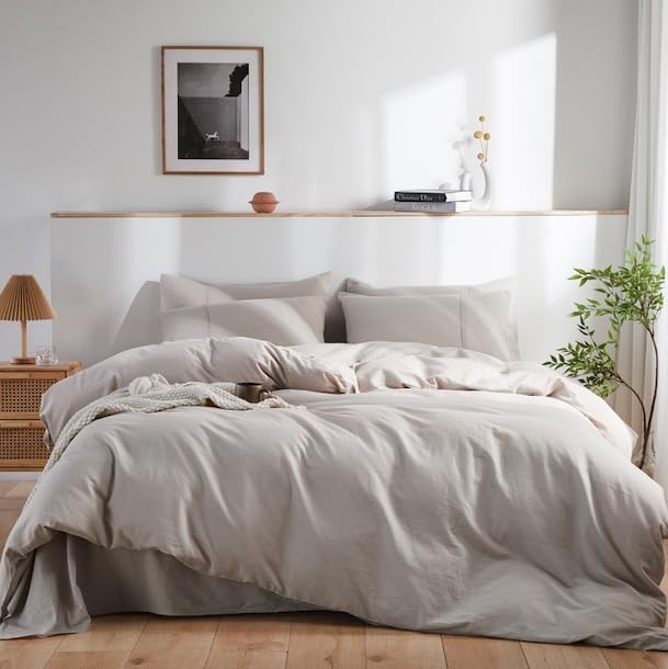 Duvet Cover Queen 100% Lino Delynvan - Juego de Funda de