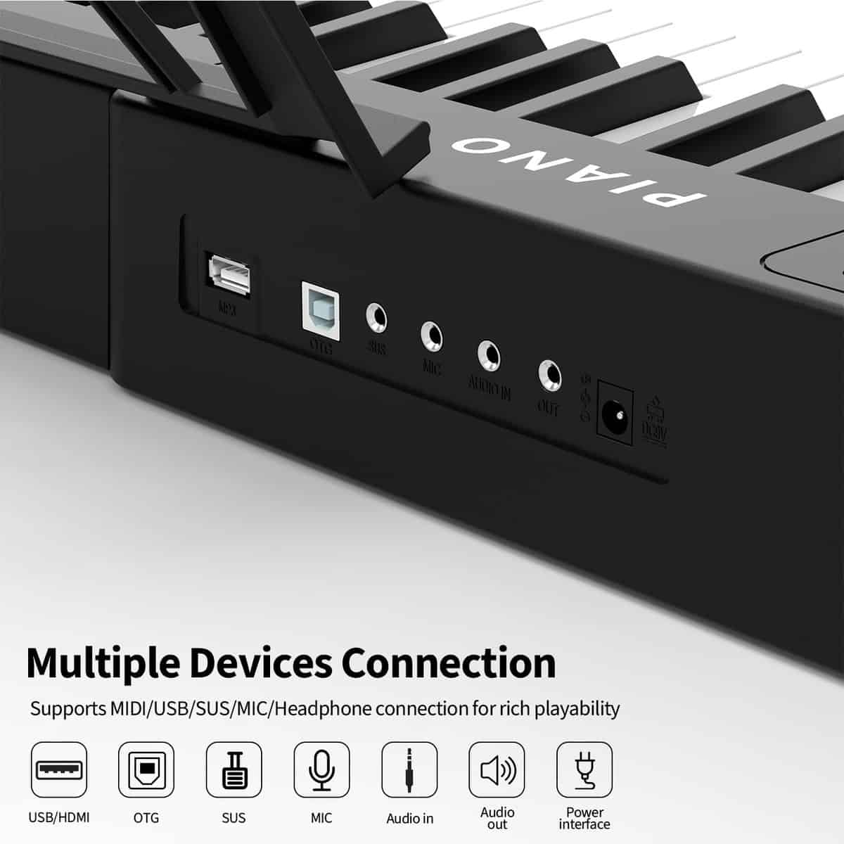 Piano Digital de 88 Teclas Tamaño Completo con Teclado - Imagen 6