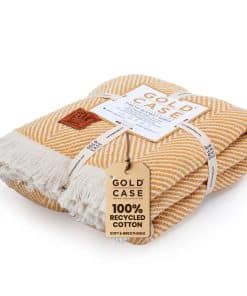 Manta de Tiro con Funda Dorada para Sofá - Mantas y