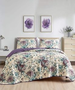 Juego de Colcha Floral Morada ESCA - Heylie 3 Piezas Tamaño