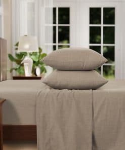 Juego de sábanas de algodón mezcla Melange -Khaki