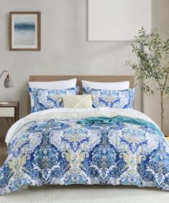 Funda de Edredón Damasco Queen - Set de Funda de Edredón