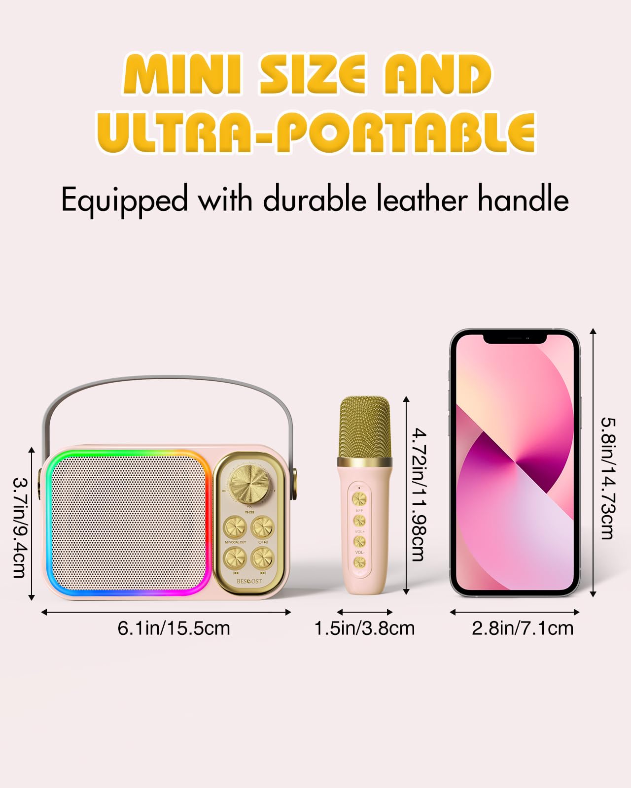 Máquina de Karaoke BESCOST Mini para Niños y Adultos, - Imagen 3