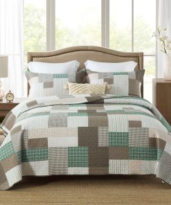 Juego de Edredón King Size SahSahCasa, -Verde/Marrón Arenoso