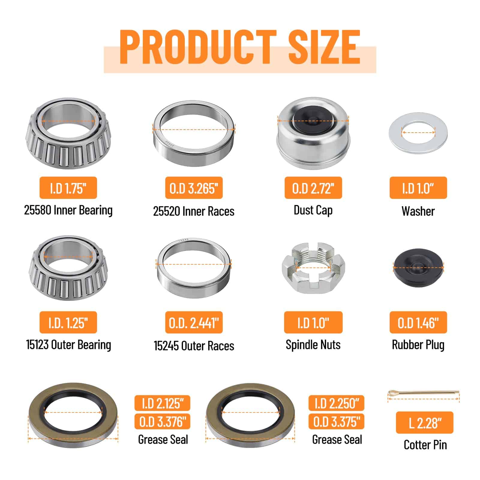 Racewill 4 Sets 25580 15123 Kits de Rodamientos para Ejes - Imagen 6