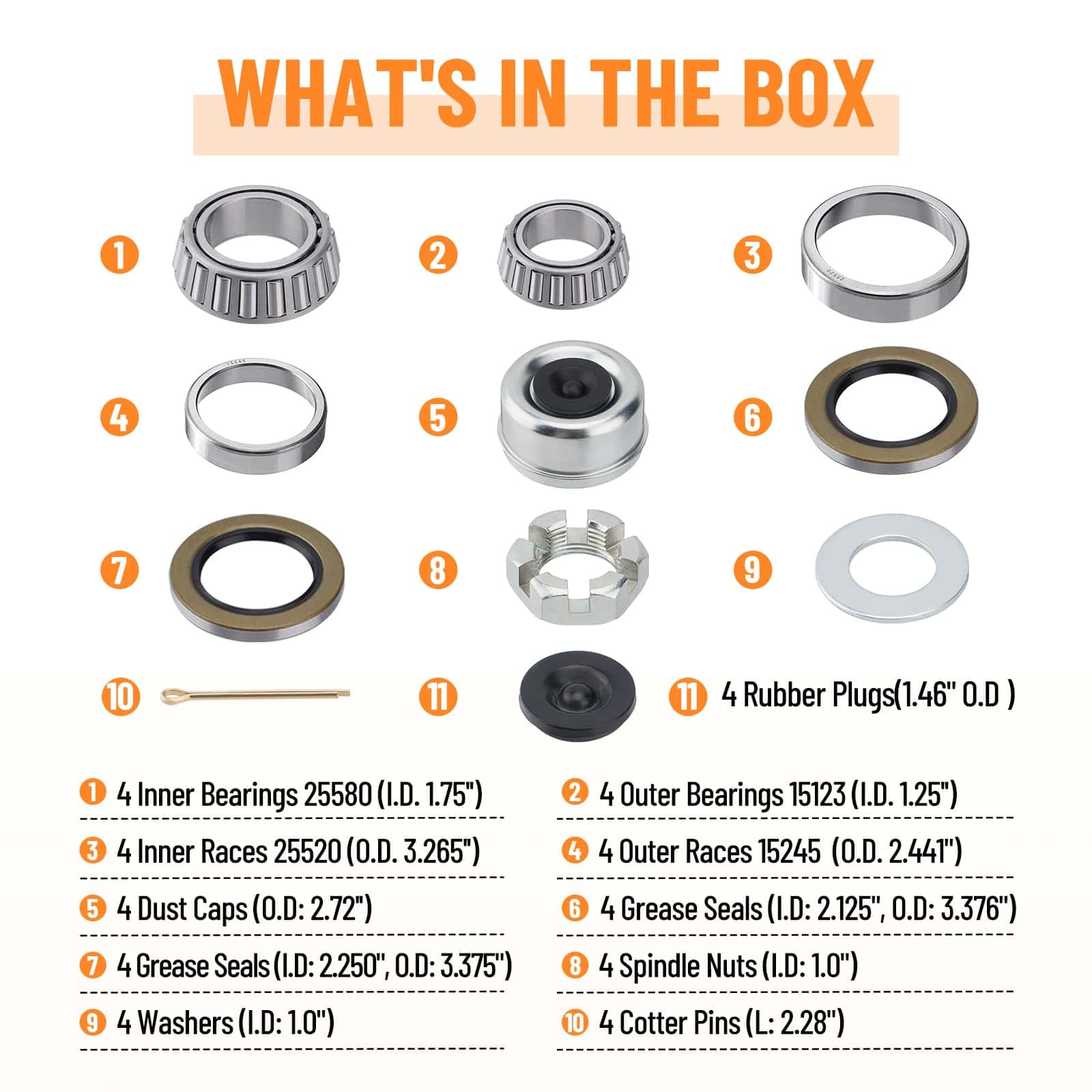 Racewill 4 Sets 25580 15123 Kits de Rodamientos para Ejes - Imagen 8