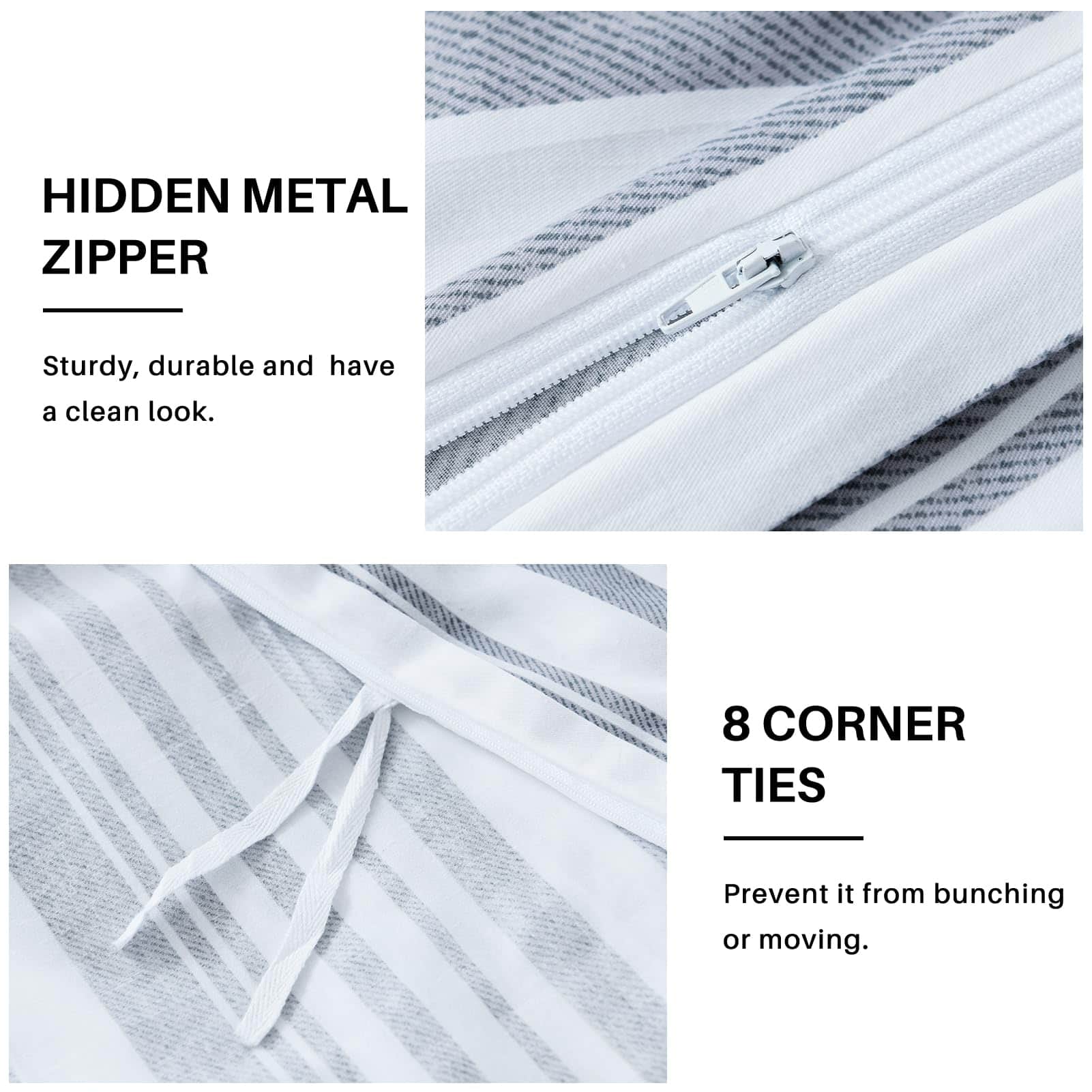 CozyQQ Juego de Funda Nórdica a Rayas para Cama Queen - - Imagen 4