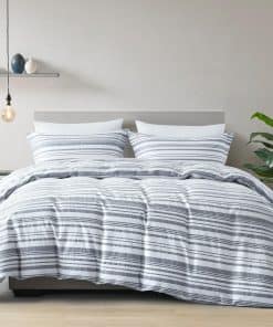 CozyQQ Juego de Funda Nórdica a Rayas para Cama Queen -