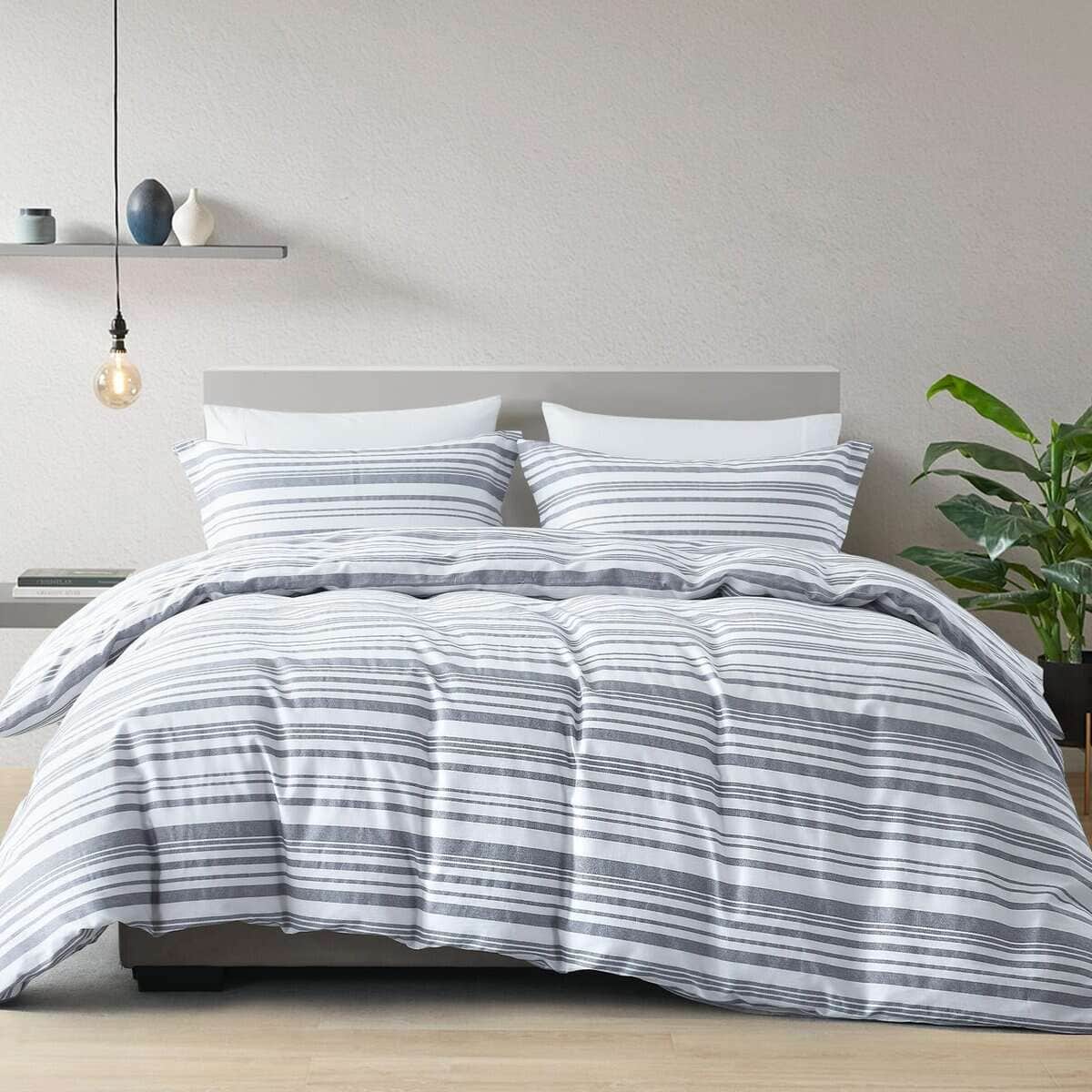 CozyQQ Juego de Funda Nórdica a Rayas para Cama Queen -