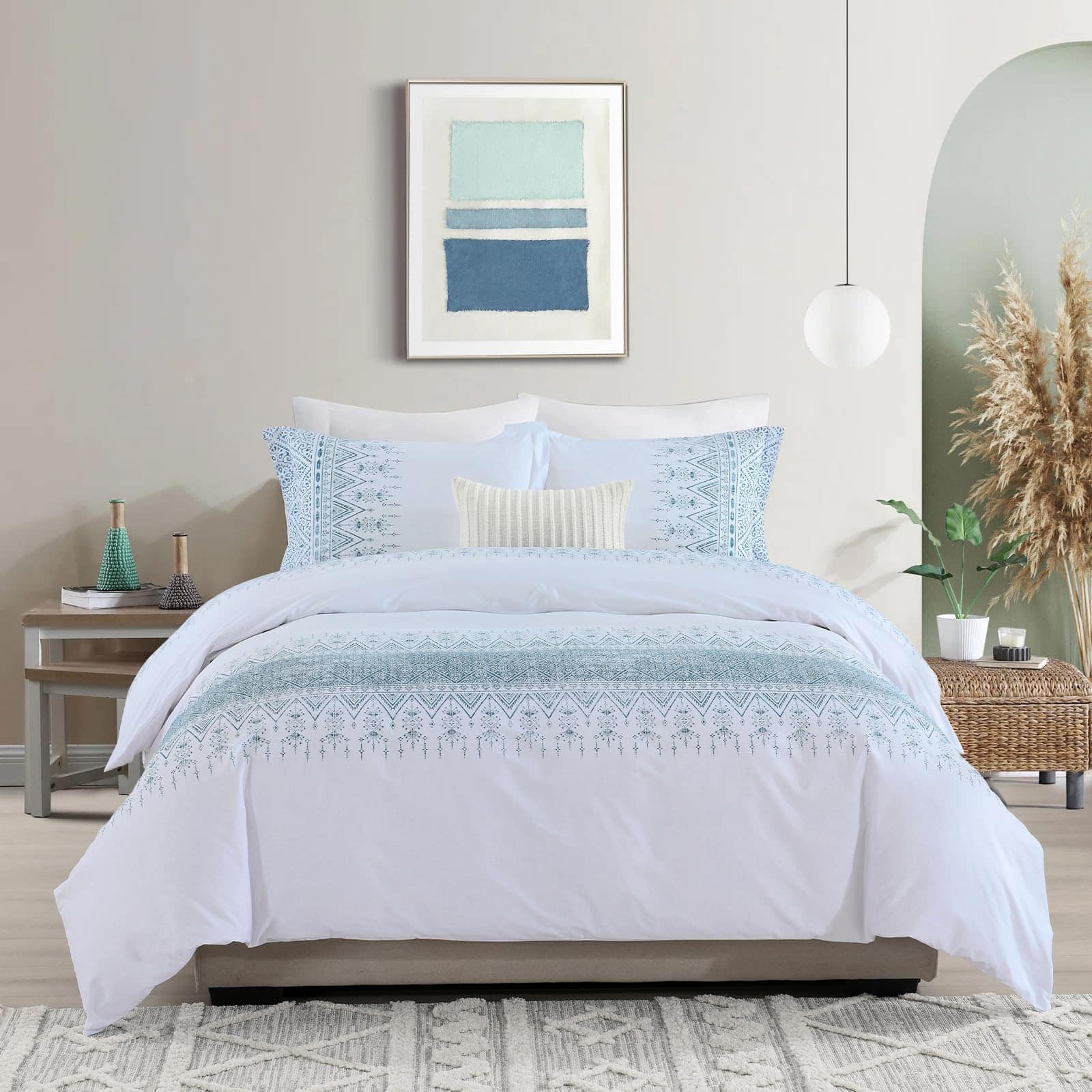 Quilta Duvet Cover Queen Size, Juego de Funda Nórdica Boho
