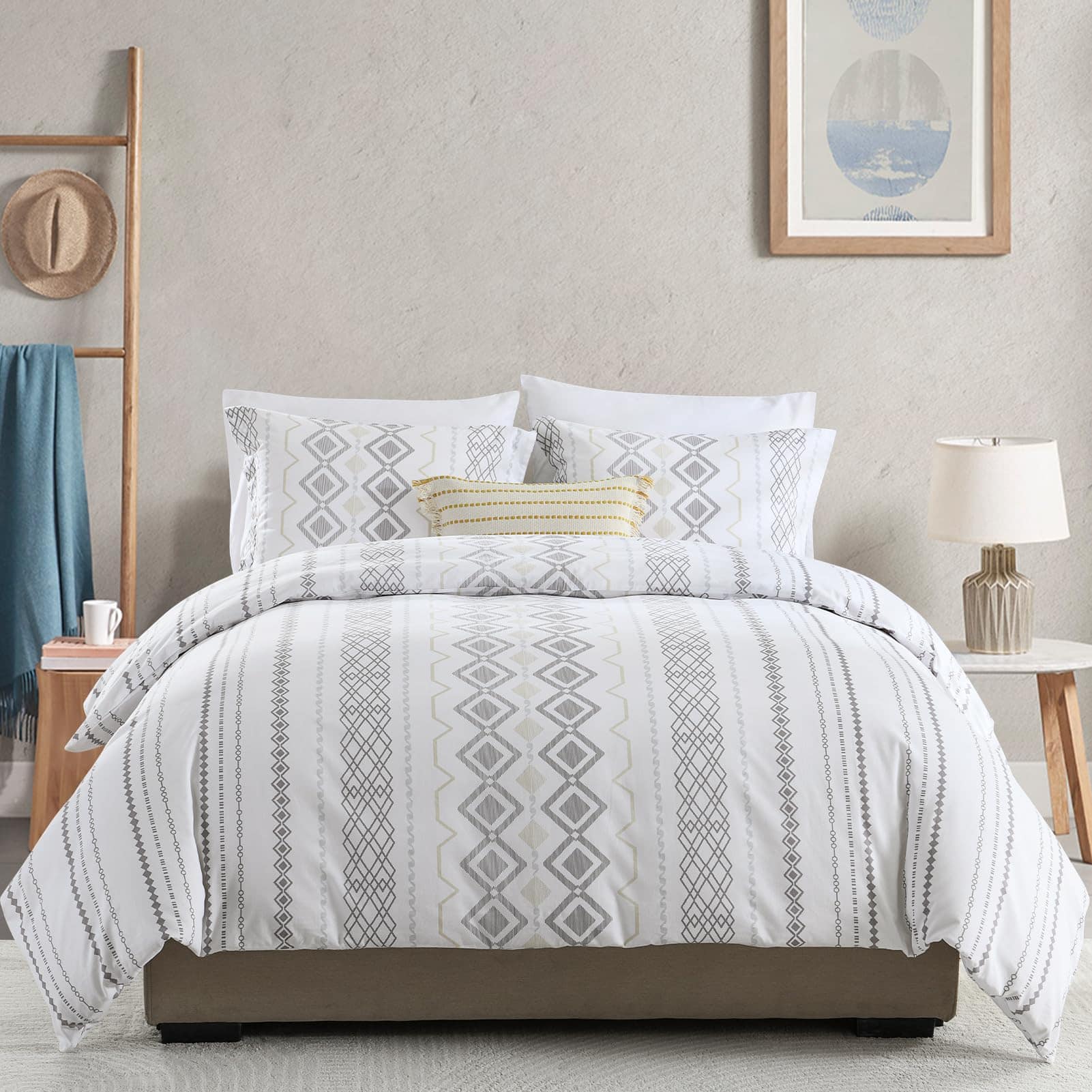 Quilta Boho Funda de Edredón Tamaño Queen - 3 Piezas con 2