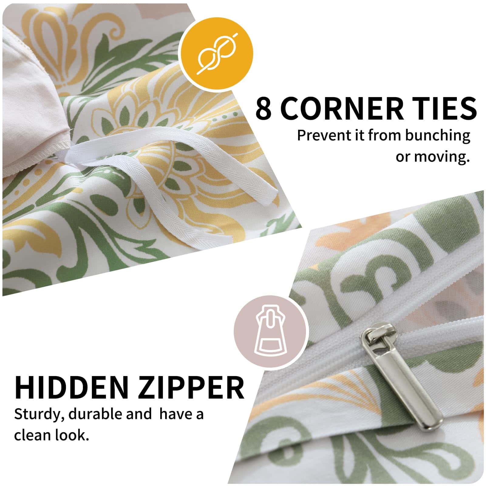 Quilta Damask Paisley Duvet Cover King - Juego de 3 Piezas - Imagen 6