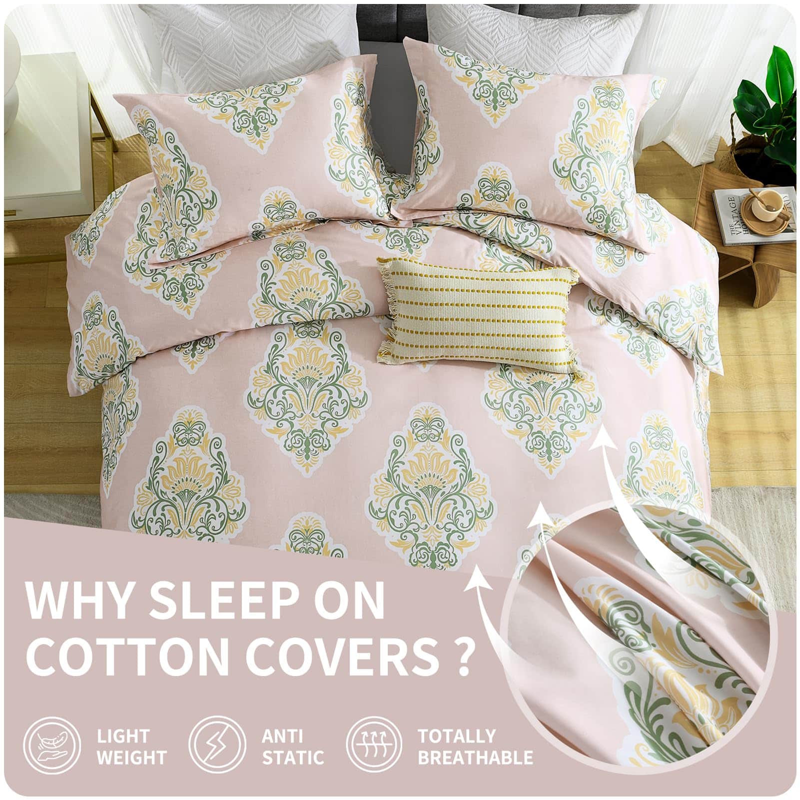 Quilta Damask Paisley Duvet Cover King - Juego de 3 Piezas - Imagen 5