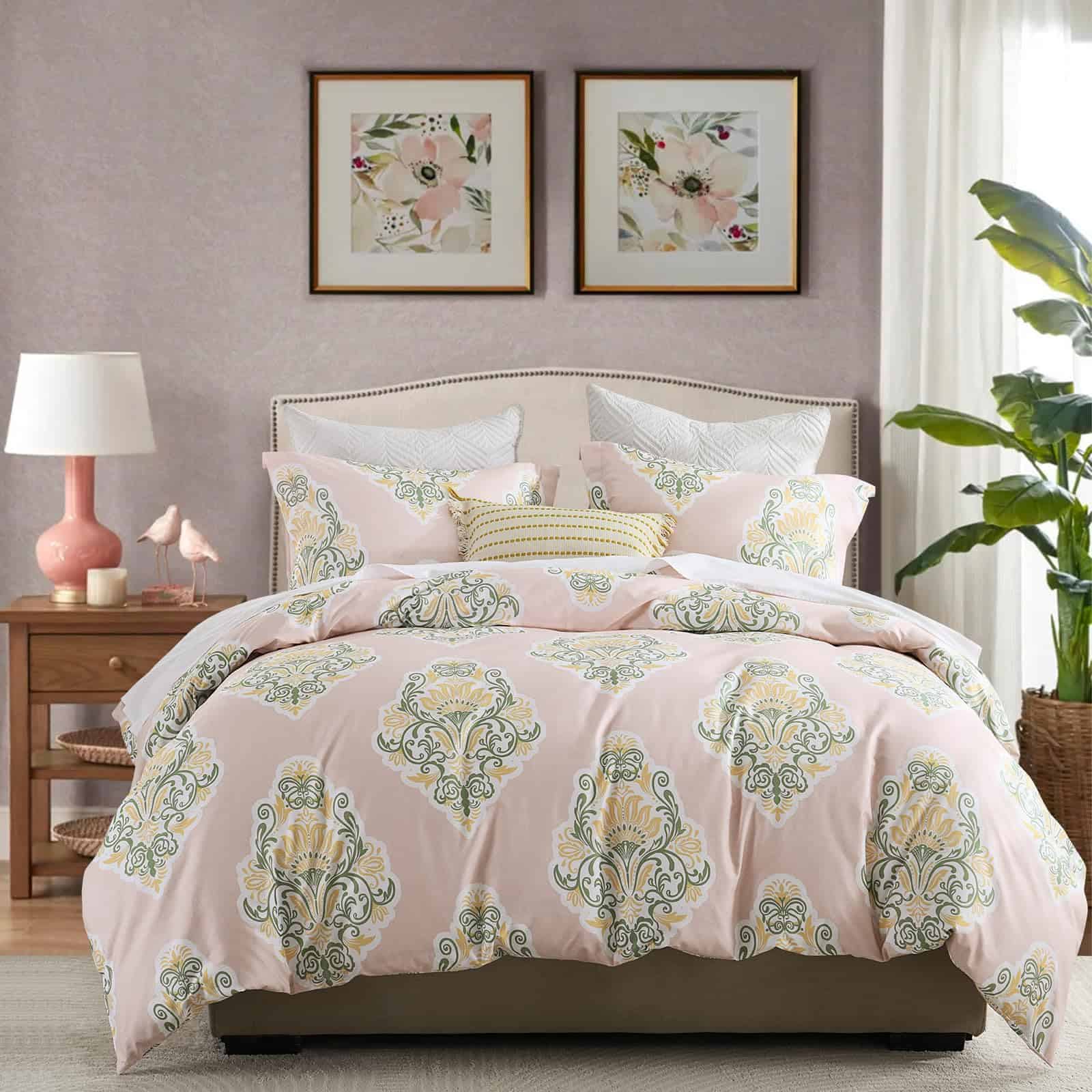 Quilta Damask Paisley Duvet Cover King - Juego de 3 Piezas