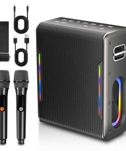 Máquina de Karaoke con Dos Micrófonos -Negro