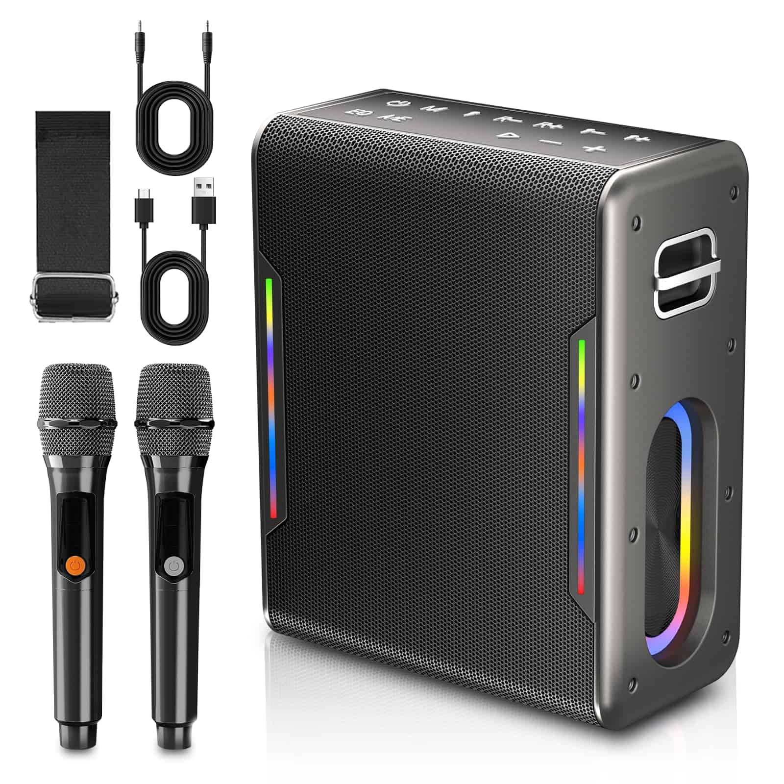 Máquina de Karaoke con Dos Micrófonos -Negro