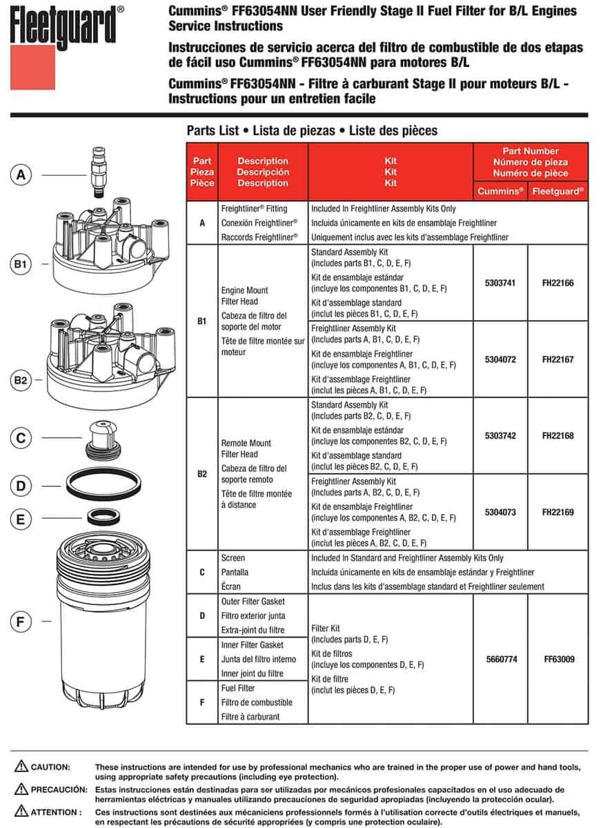 Kit de filtro de combustible original Fleetguard FF63054NN - Imagen 8