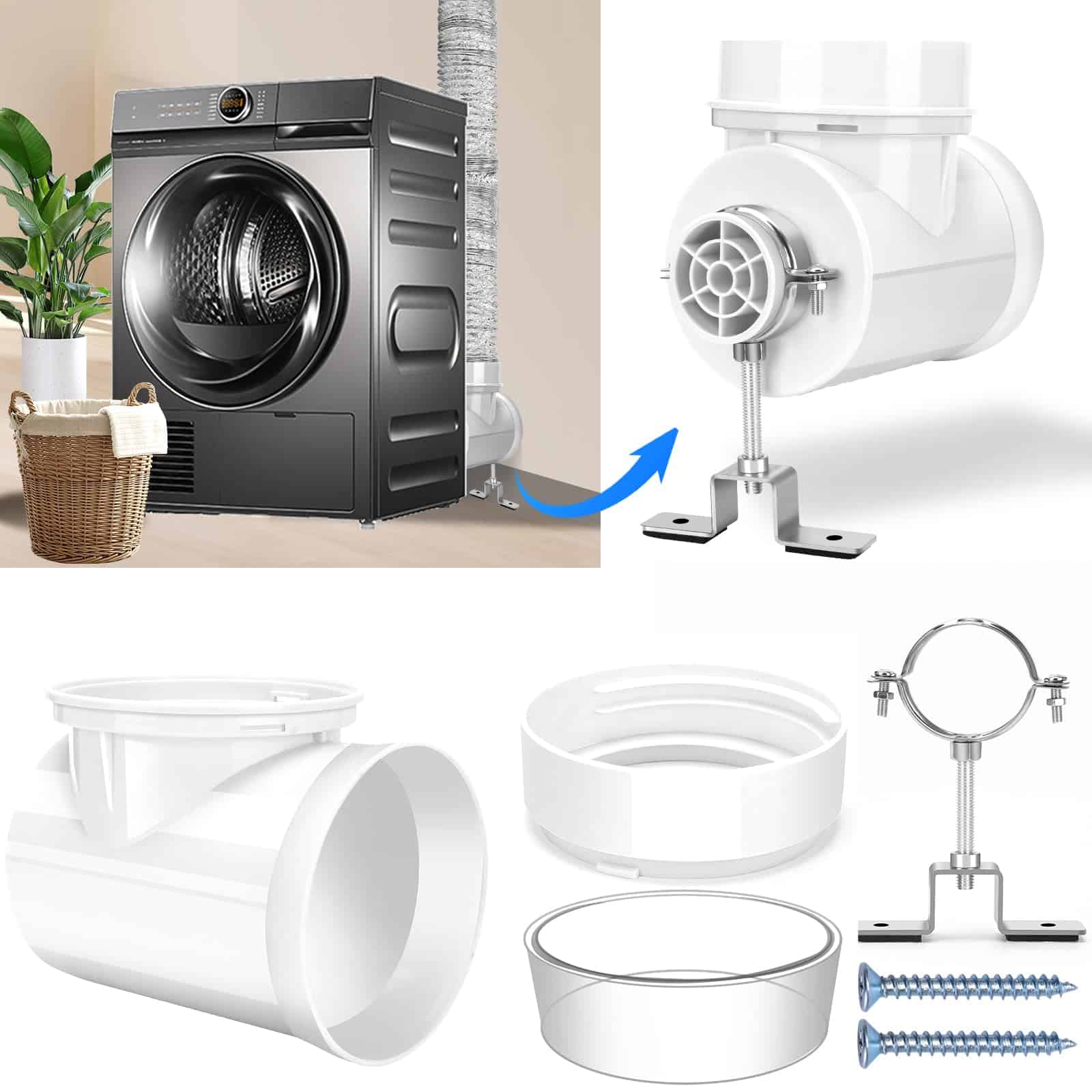 Kit de Conexión de Secadora de Ropa, Codo Adaptador de