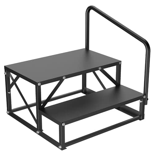 EEURAO Escalones de RV con Pasamanos, Escalones de Acero de